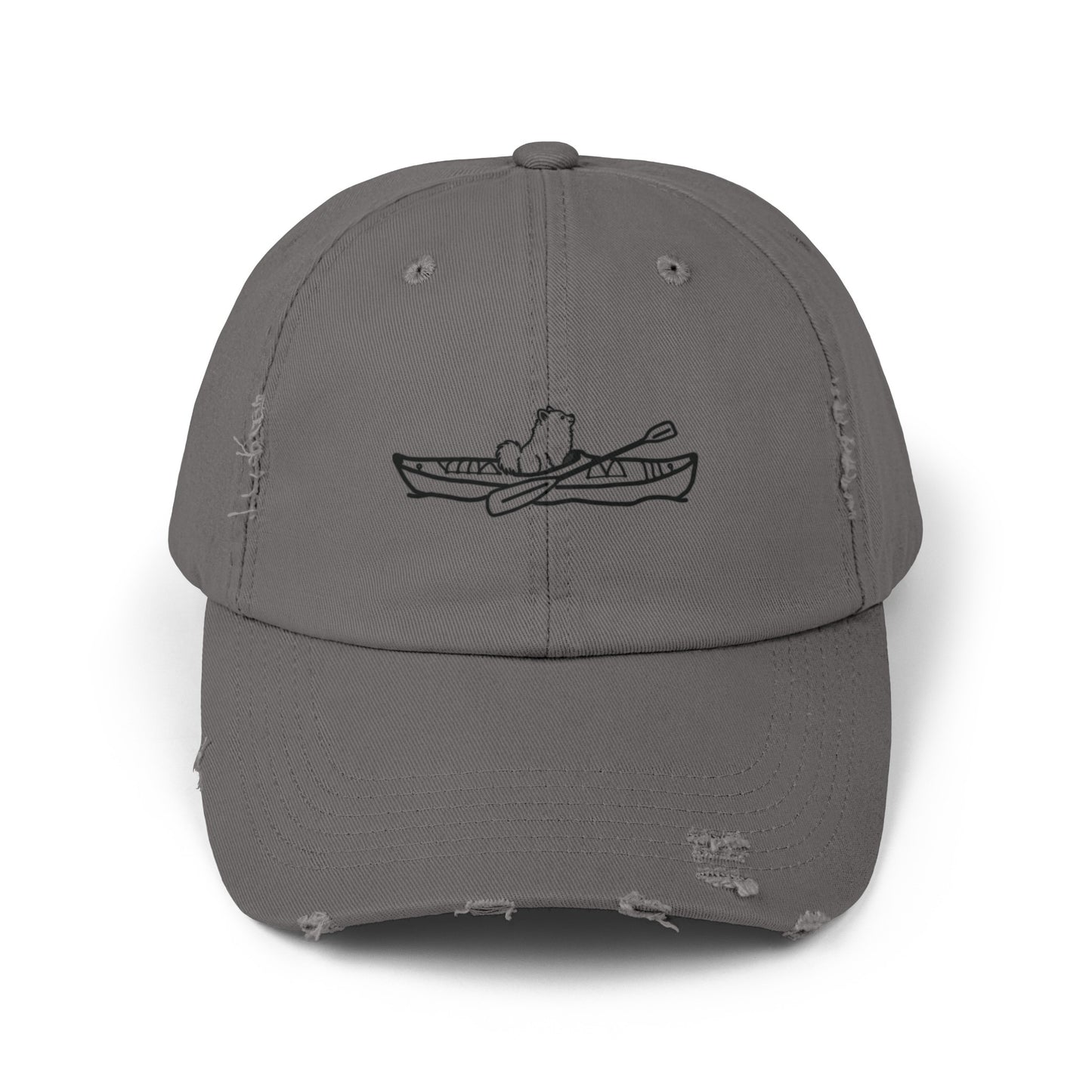 Kayak Dog Pomeranian Unisex Distressed Cap