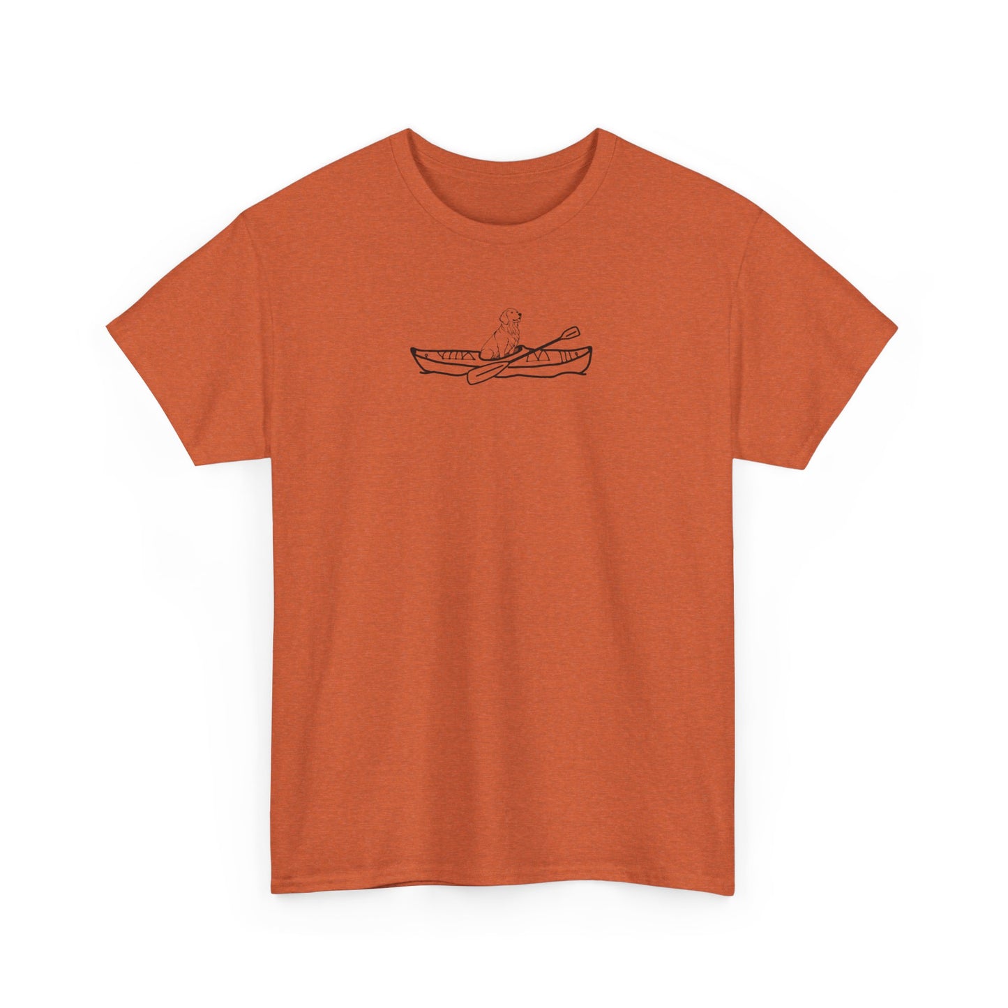 Unisex Heavy Cotton Tee (Kayak Dog Golden Retriever Design)