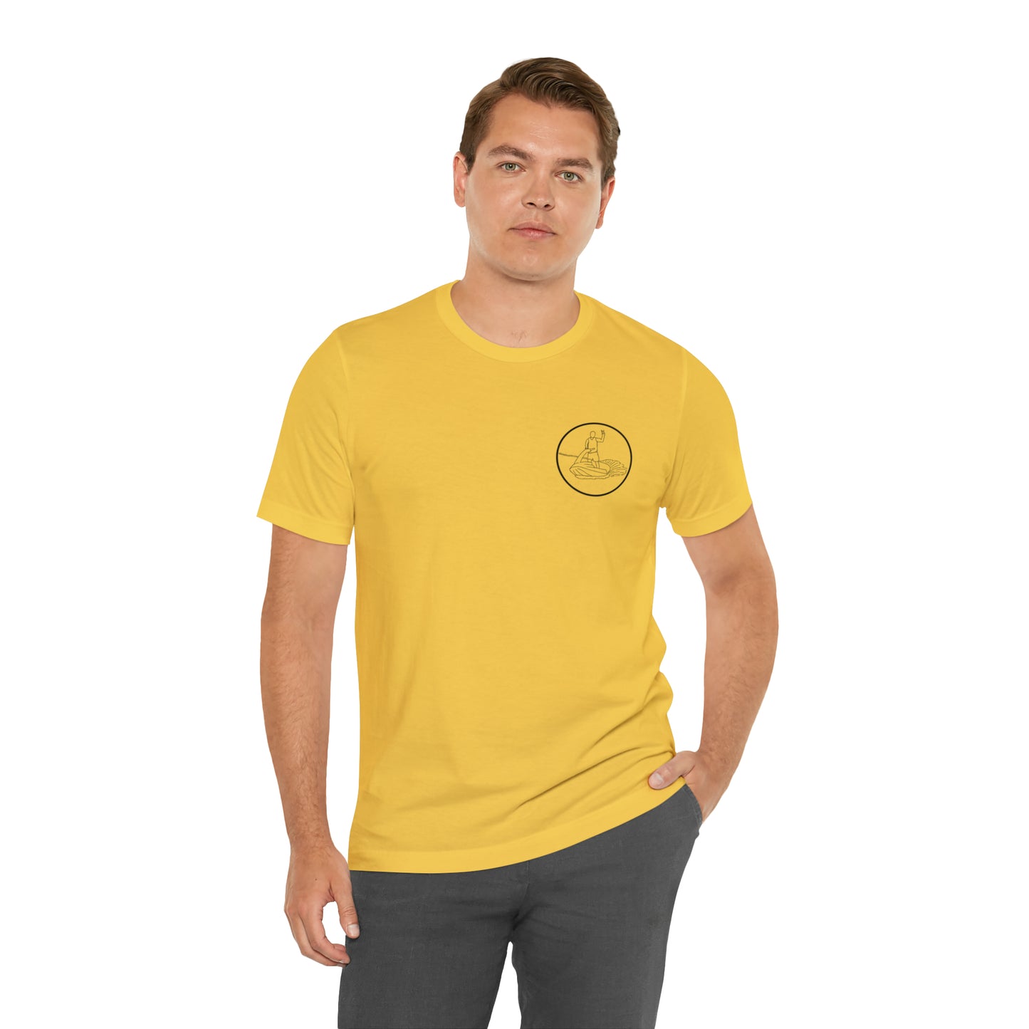 Standup Jetski Front, 2008 Malibu Wakesetter - Okauchee Lake Unisex Lightweight Short Sleeve Tee