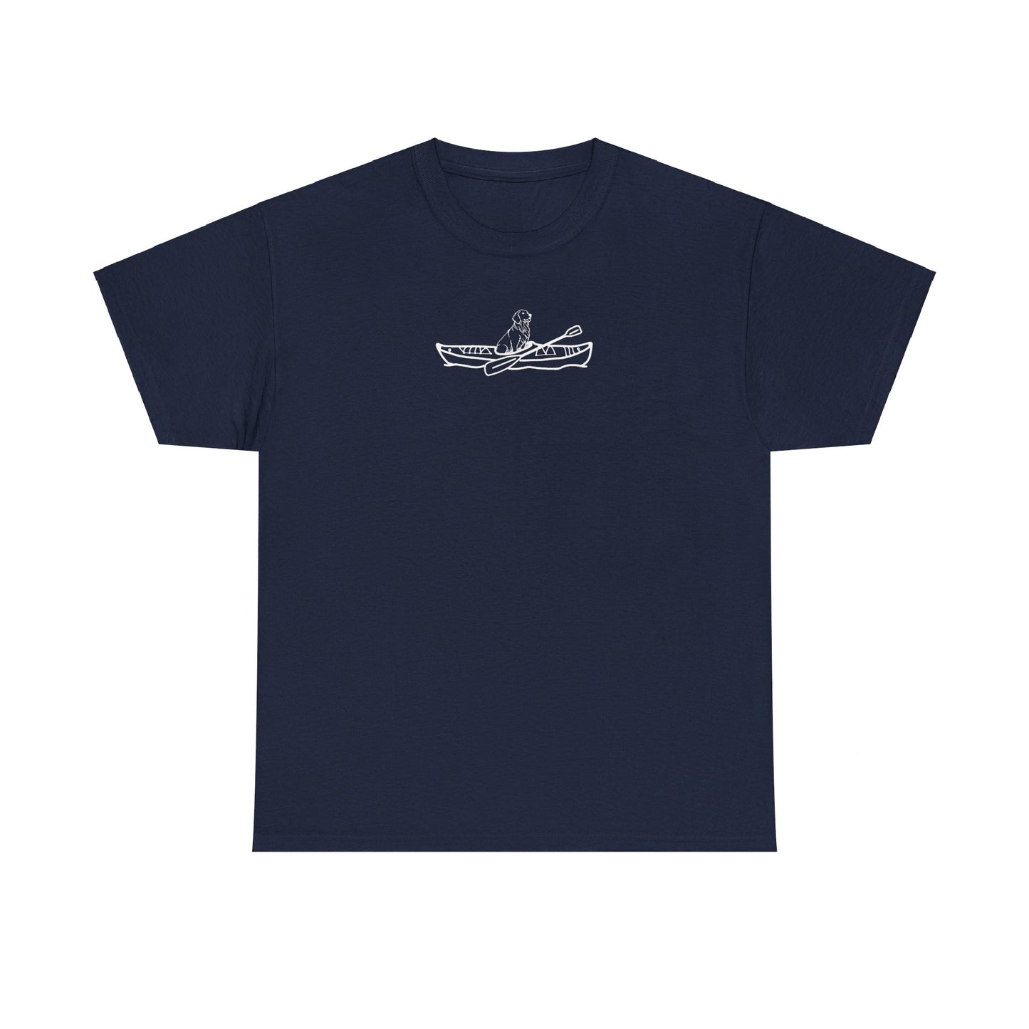Unisex Heavy Cotton Tee (Kayak Dog Golden Retriever Design)