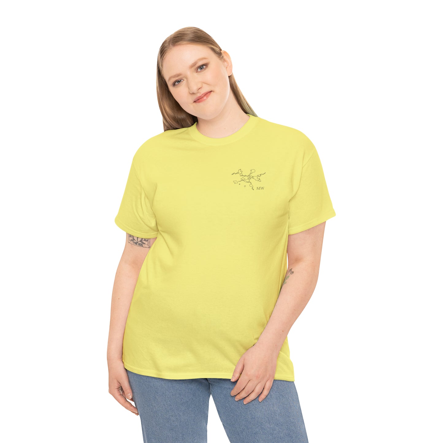 Manitowish Waters Fishing Off Dock - Unisex Heavyweight Short Sleeve Tee
