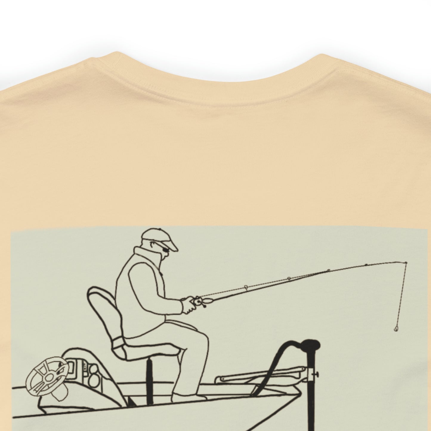 Fowler Lake front, Fishing with Blue Background - Bella & Canvas Unisex Short Sleeve Tee