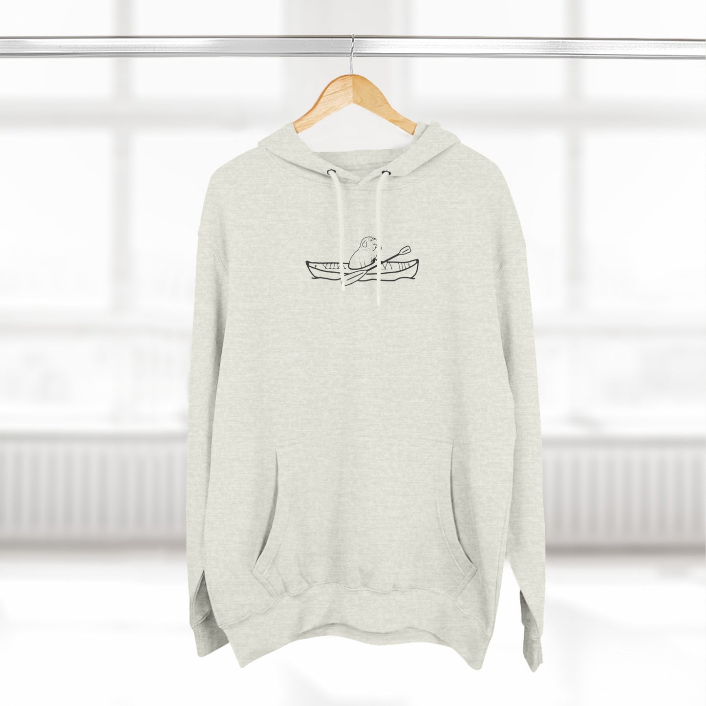 Kayak Dog - English Bulldog, Three-Panel Fleece Hoodie Unisex (LS)