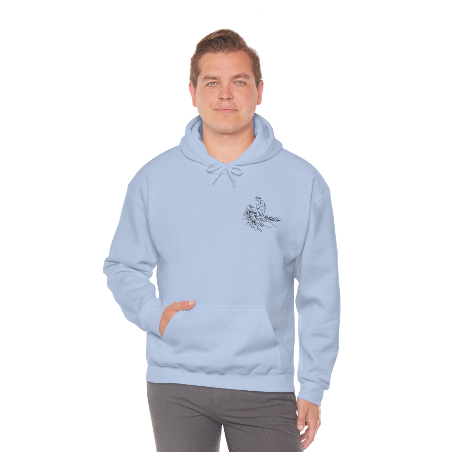 Surf Sketch Patch, Malibu Wakesetter - Lac LaBelle Unisex Heavyweight Hooded Sweatshirt