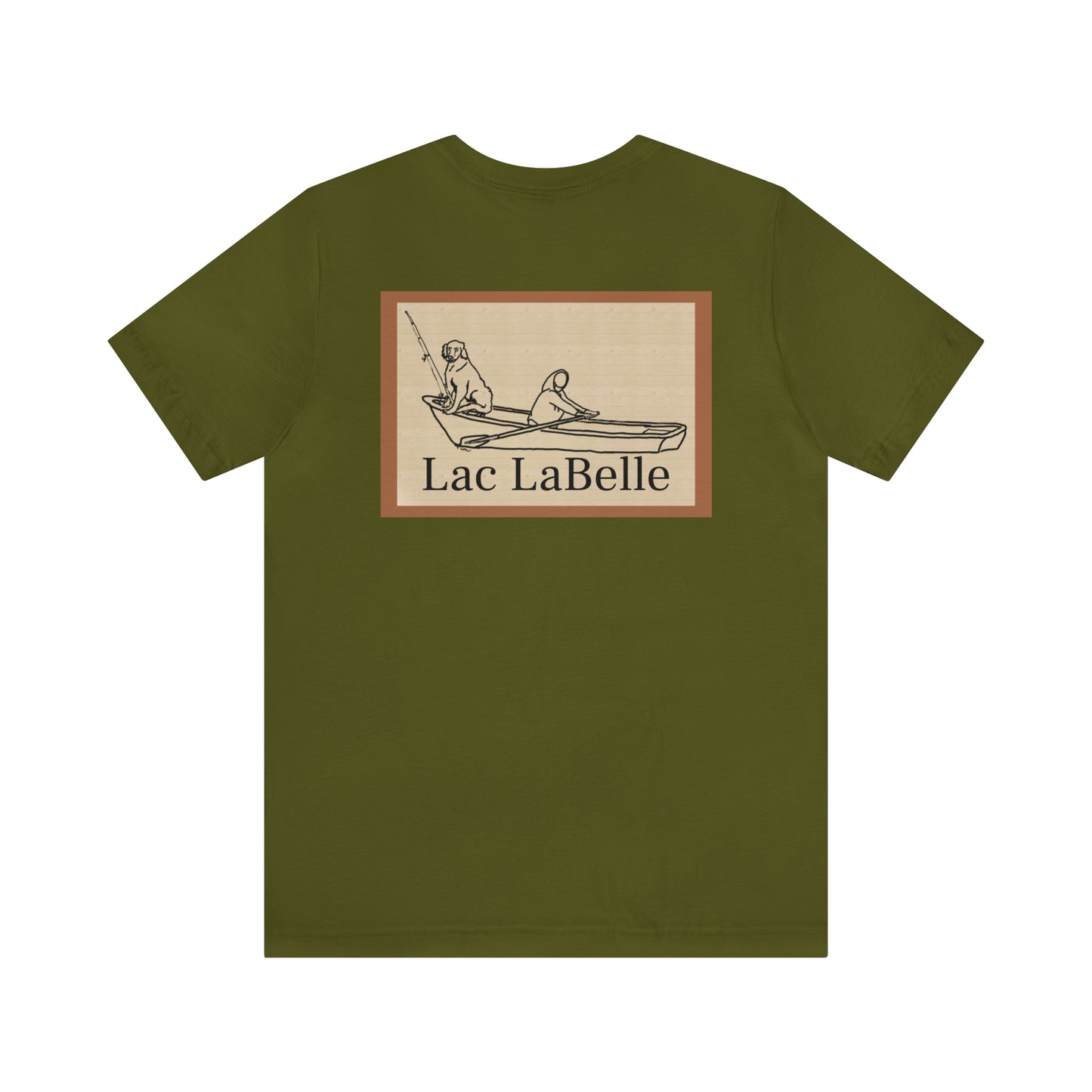 Row Boat Dog Fishing Color - Lac LaBelle Unisex Lightweight Short Sleeve Tee