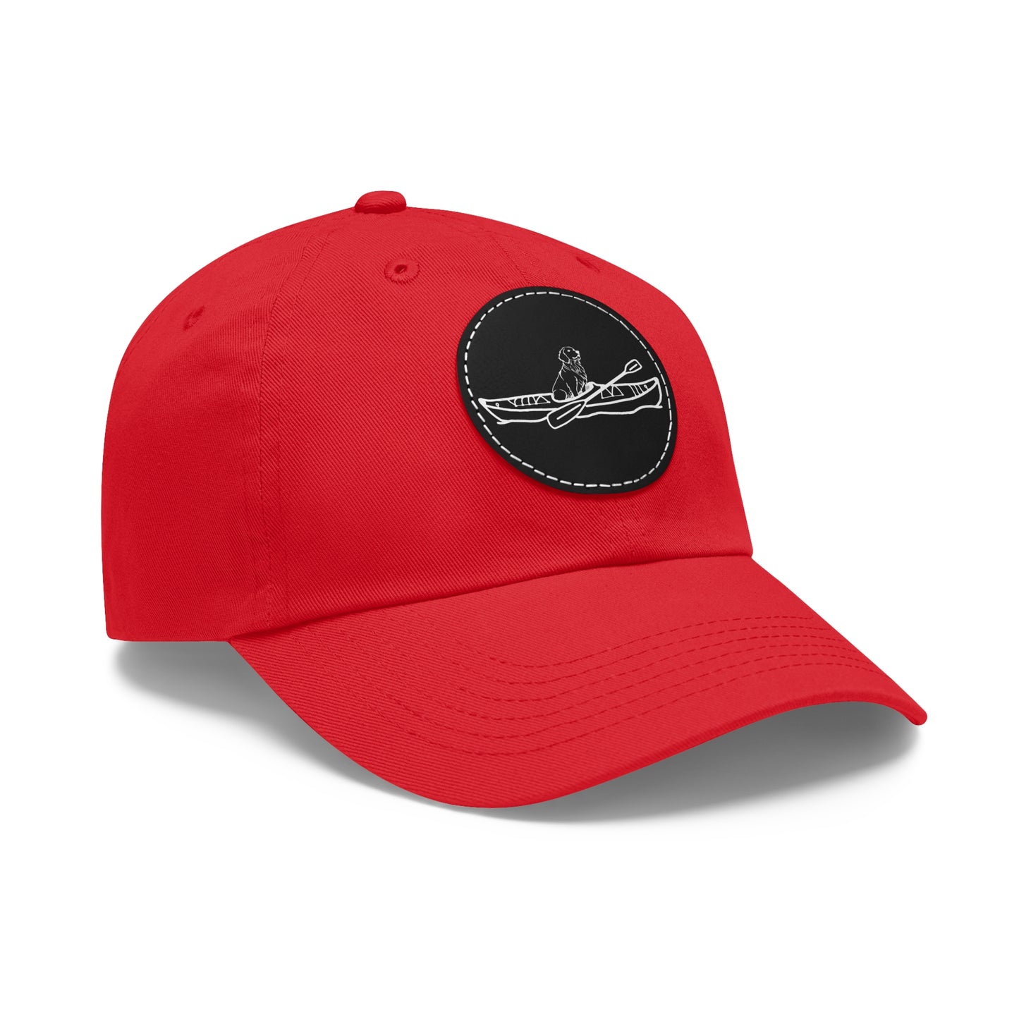 Kayak Dog Golden Retriever - Dad Hat with Leather Patch (Round)