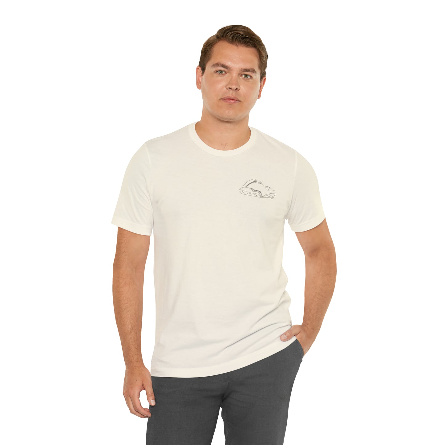 Okauchee Lake, Standup Jetski Fall - Unisex Lightweight Short Sleeve Tee