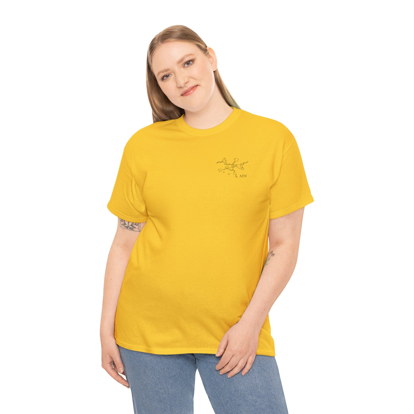 Manitowish Waters Fishing Off Dock - Unisex Heavyweight Short Sleeve Tee