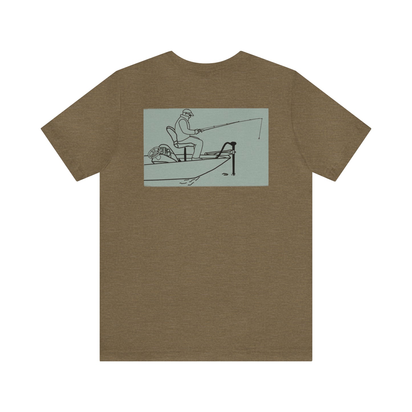 Fowler Lake front, Fishing with Blue Background - Bella & Canvas Unisex Short Sleeve Tee