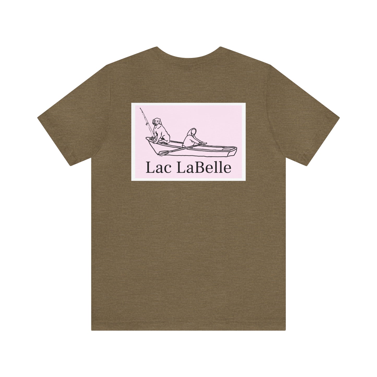 Row Boat Dog Fishing Color - Lac LaBelle Unisex Lightweight Short Sleeve Tee
