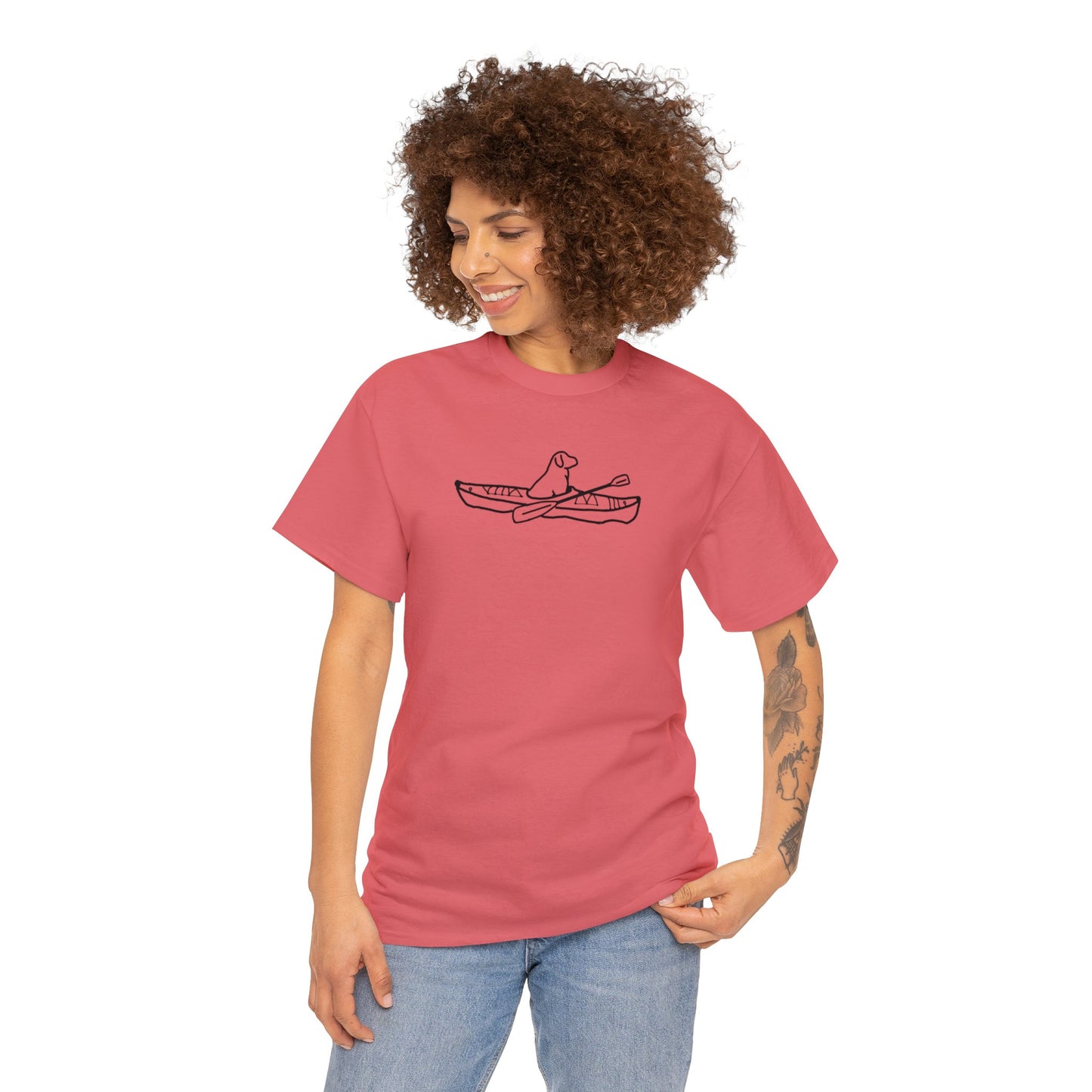 Unisex Heavy Tee Shirt - Kayak Dog