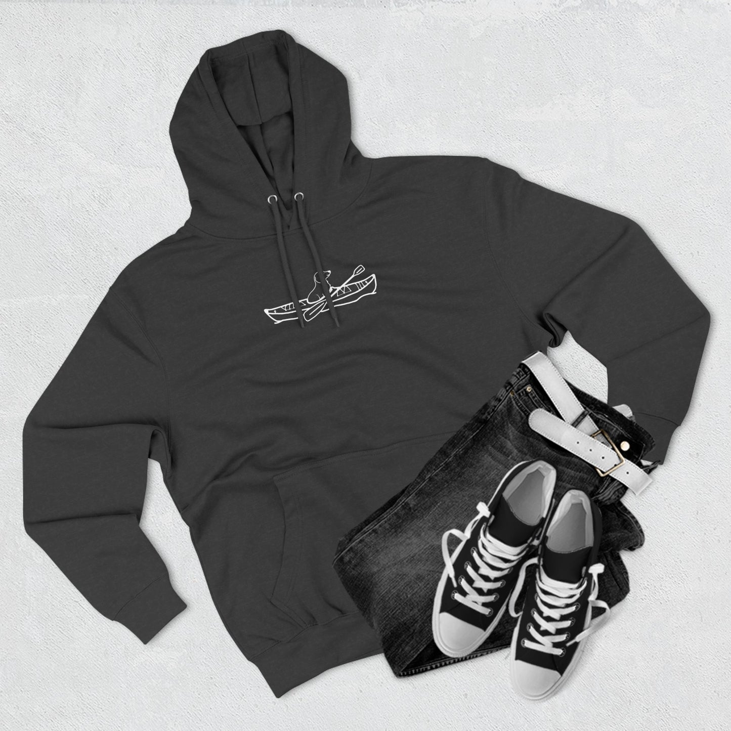 Kayak Dog - Dachshund Plain, Three-Panel Fleece Hoodie Unisex (LS)