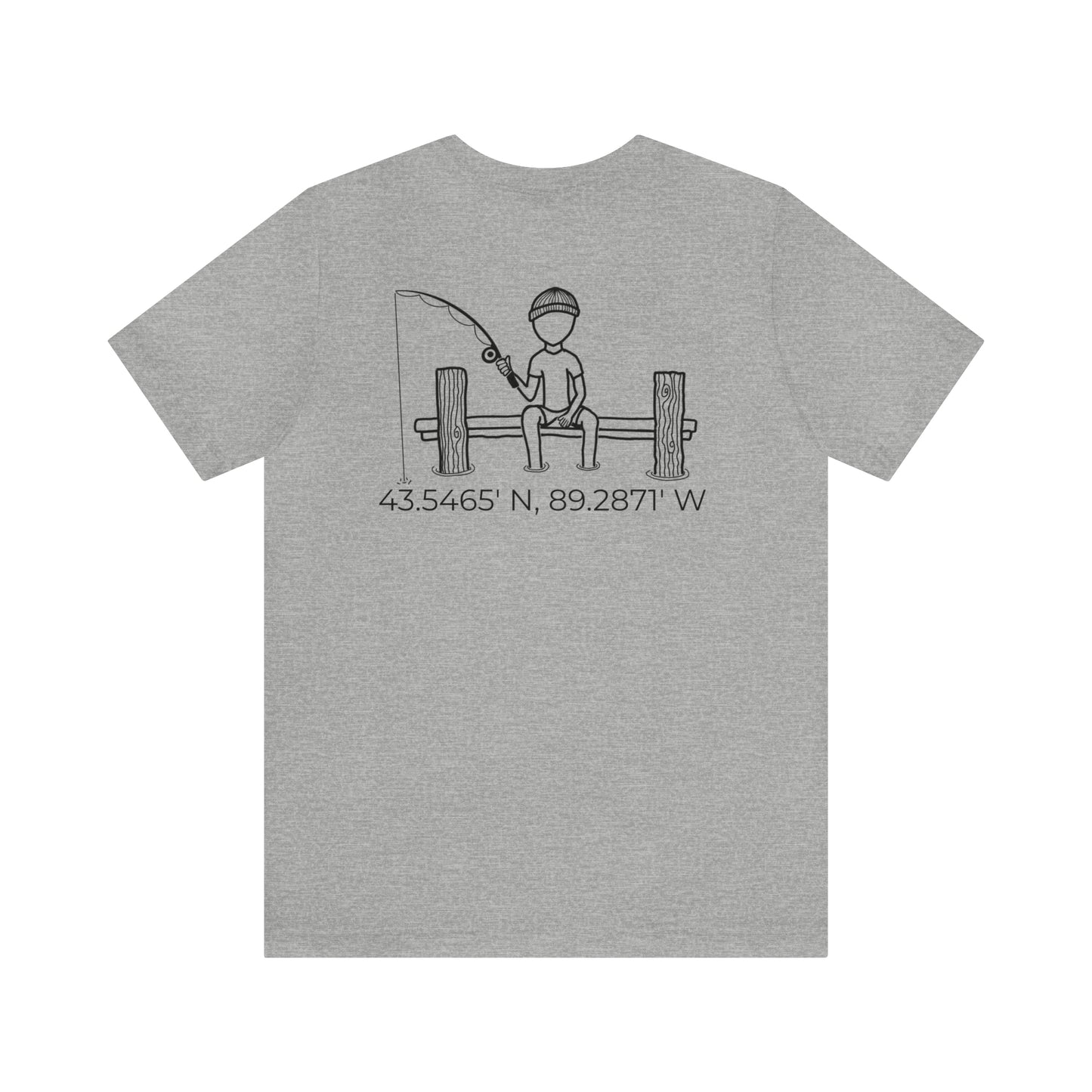Fishing Off Dock Back - Park Lake Unisex Lightweight Short Sleeve Tee