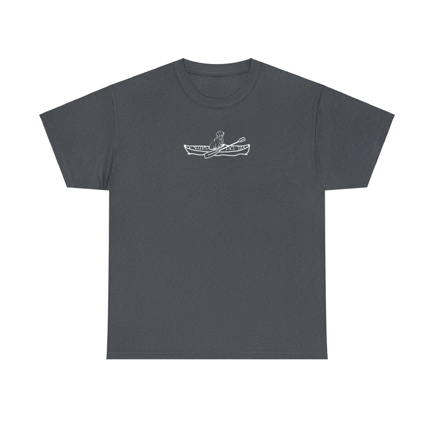Unisex Heavy Cotton Tee (Kayak Dog Golden Retriever Design)