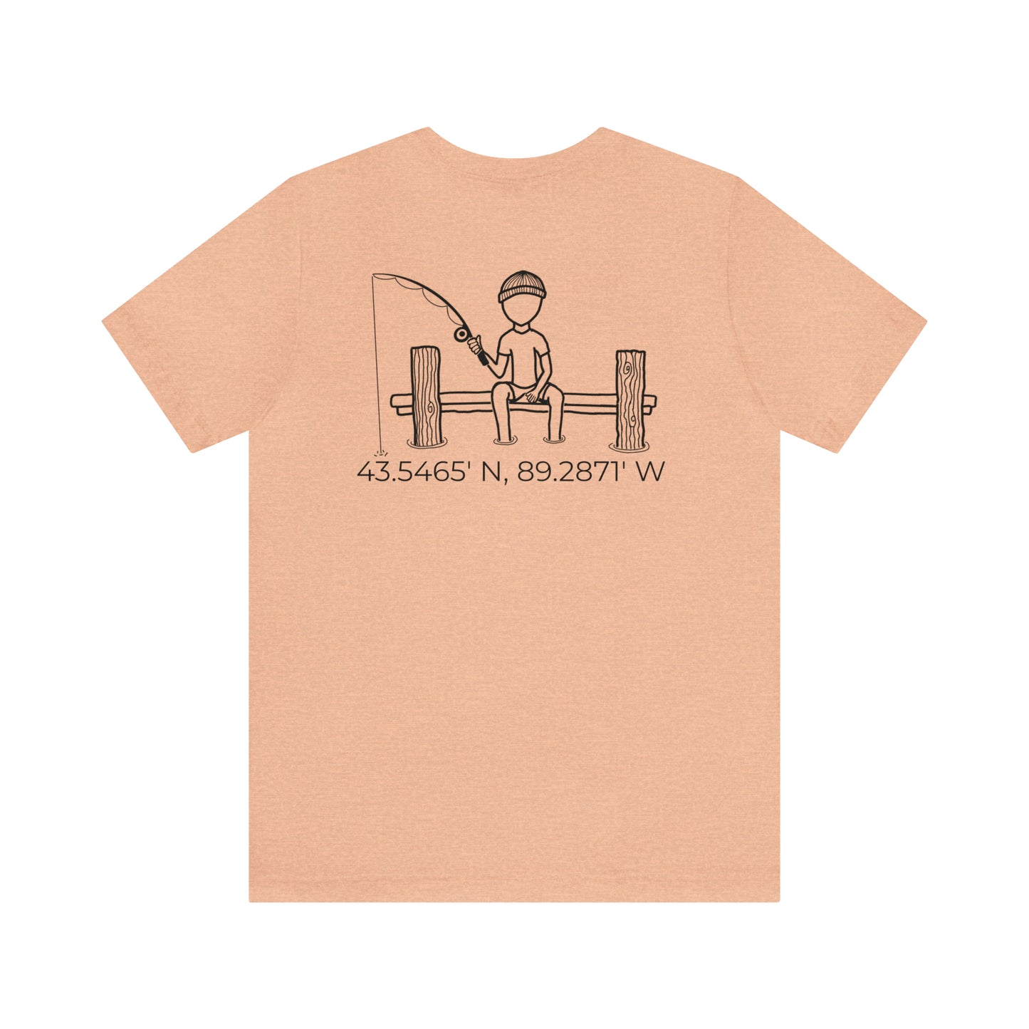 Fishing Off Dock Back - Park Lake Unisex Lightweight Short Sleeve Tee