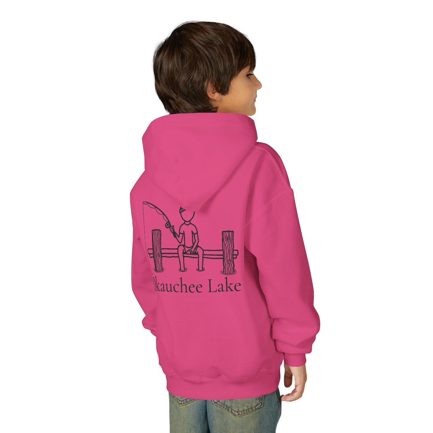 Fishing off Dock Okauchee Lake Youth Hoodie