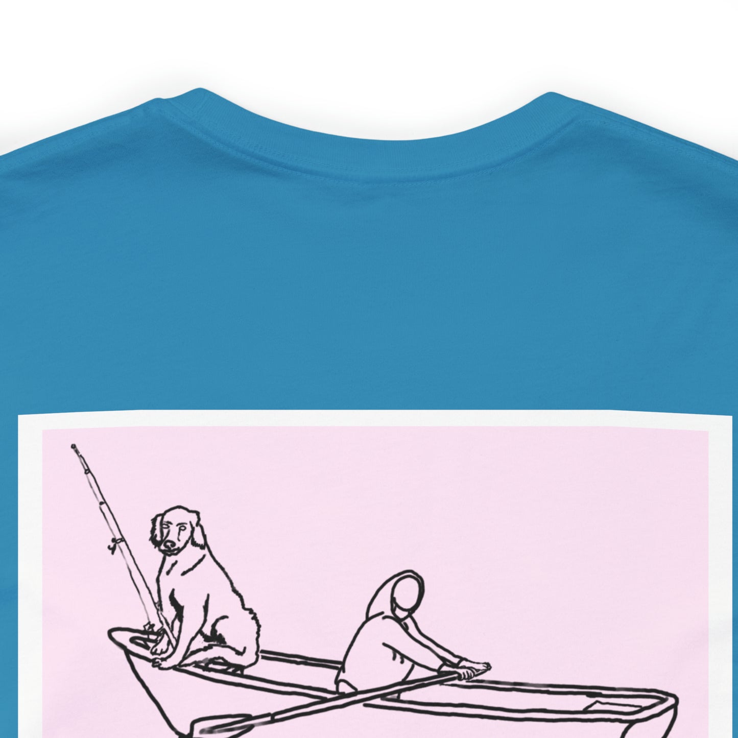 Row Boat Dog Fishing Color - Lac LaBelle Unisex Lightweight Short Sleeve Tee