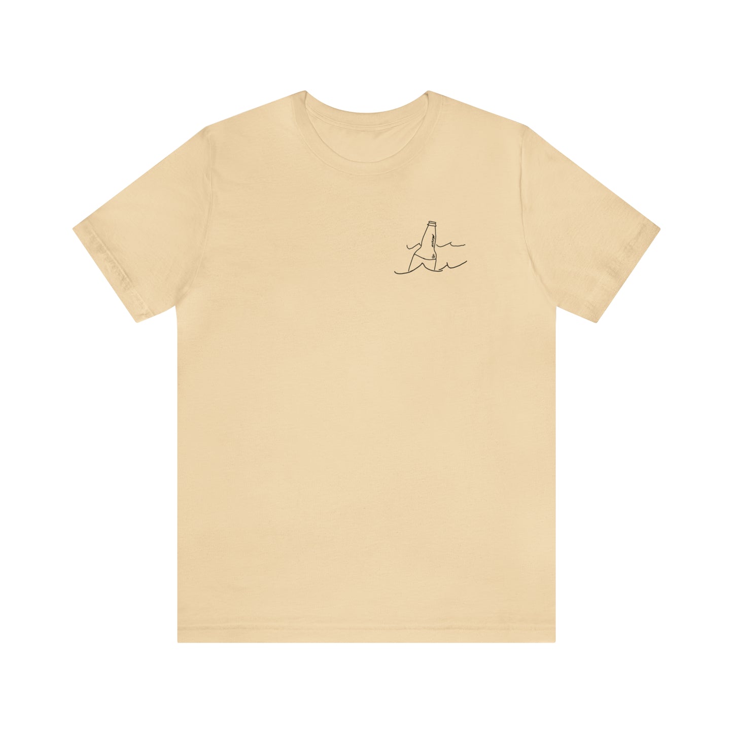 Lac LaBelle, Bottle Front & Surfing Sketch -Unisex Lightweight Short Sleeve Tee