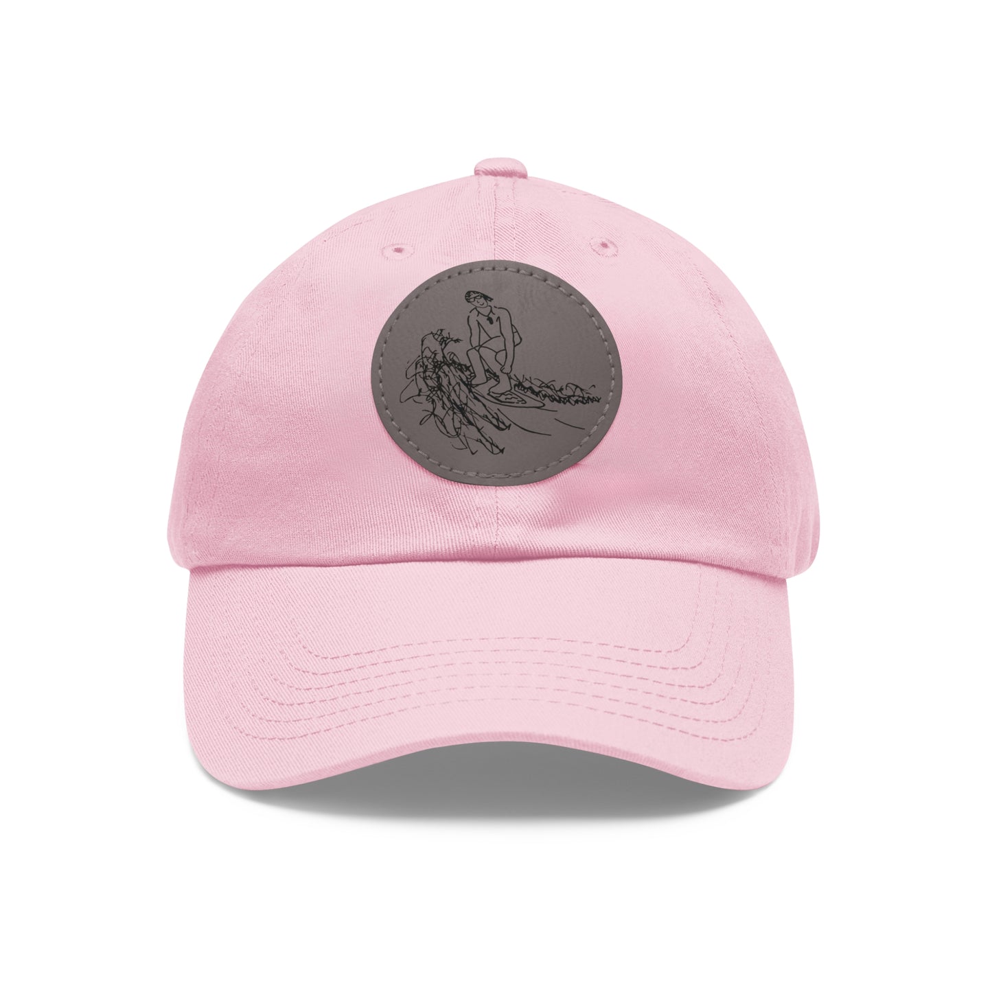 Embroidered Hat With Leather Patch - Surf Sketch