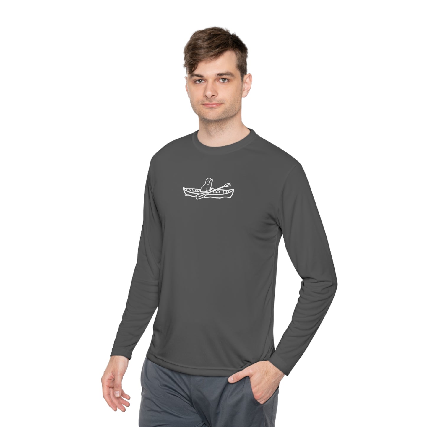Kayak Dog - Mini Golden Doodle/Toy Poodle - Unisex Lightweight Sport Long Sleeve Tee