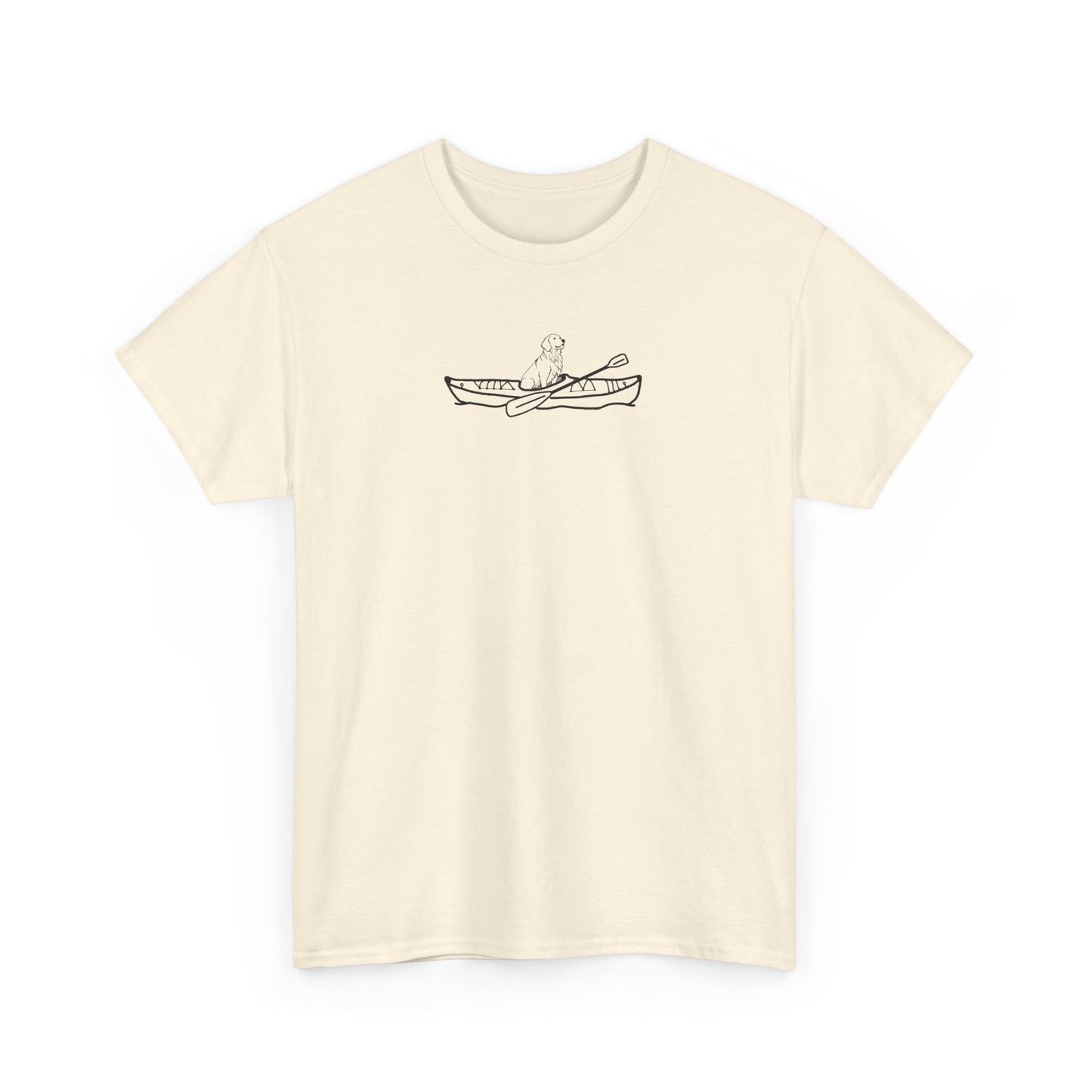 Unisex Heavy Cotton Tee (Kayak Dog Golden Retriever Design)
