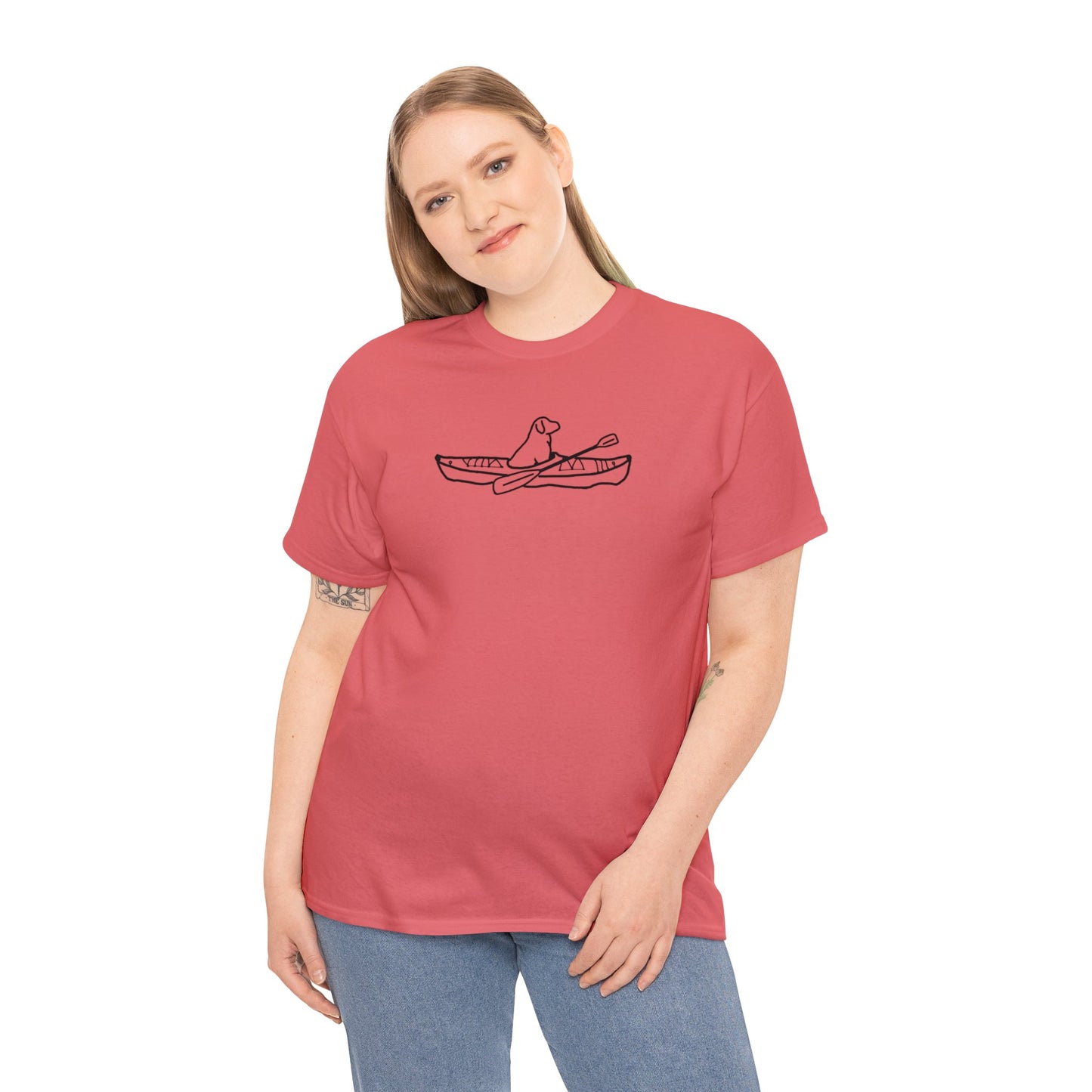 Unisex Heavy Tee Shirt - Kayak Dog