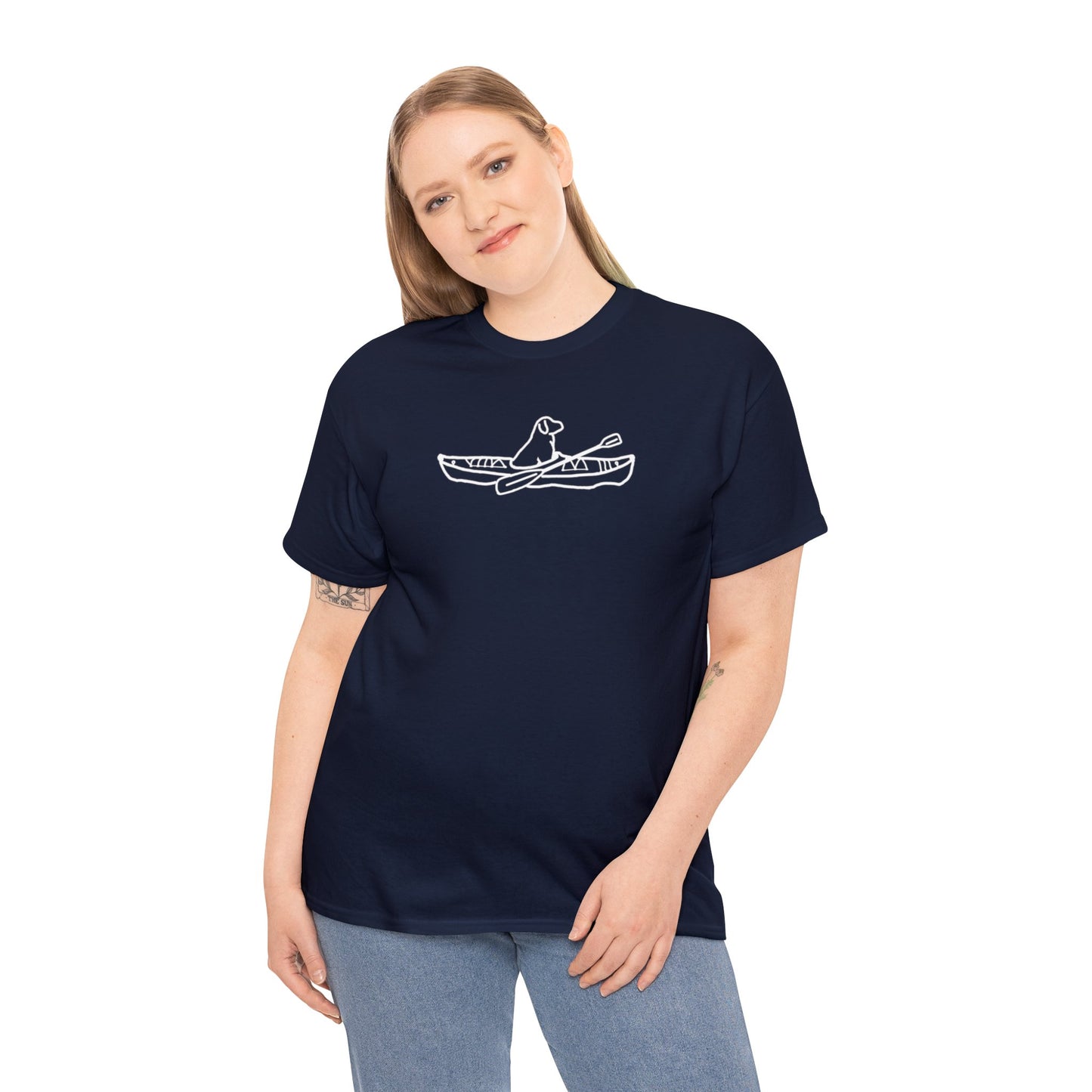 Unisex Heavy Tee Shirt - Kayak Dog