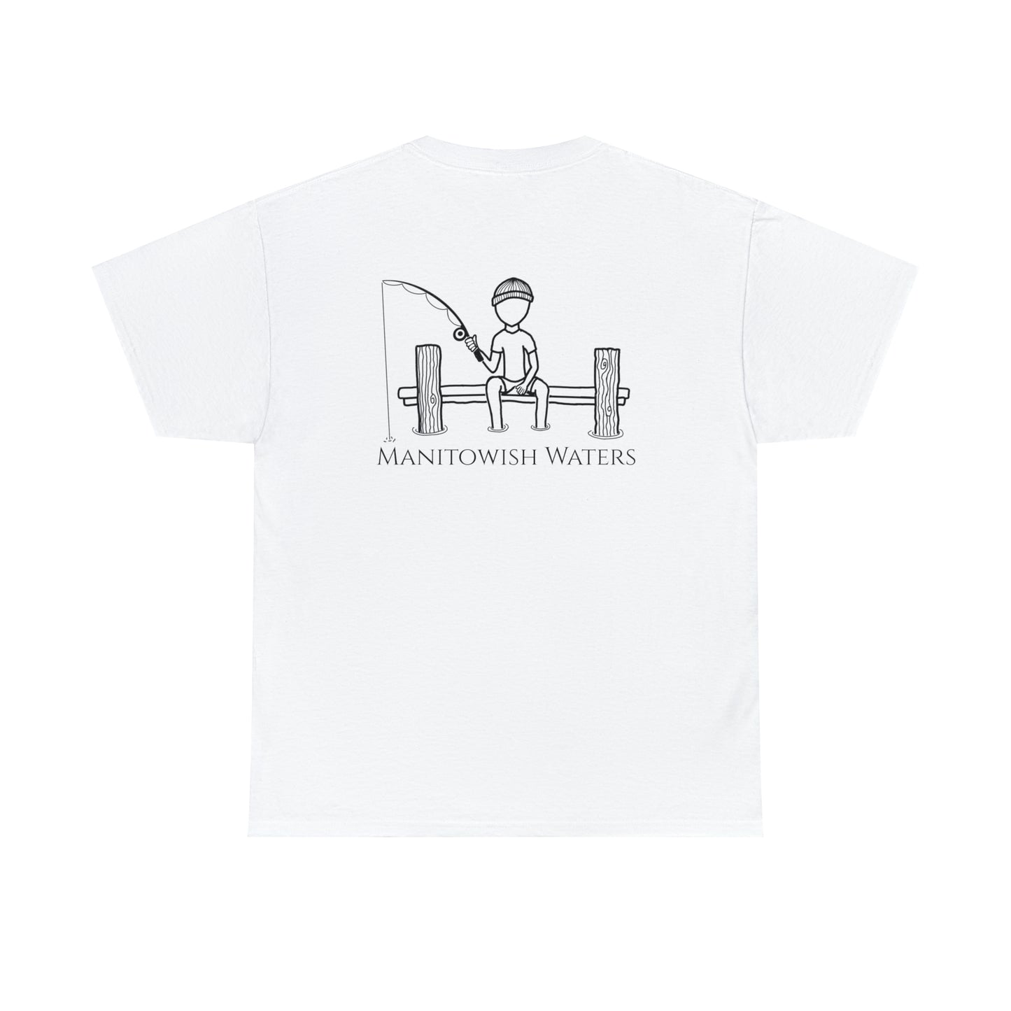 Manitowish Waters Fishing Off Dock - Unisex Heavyweight Short Sleeve Tee