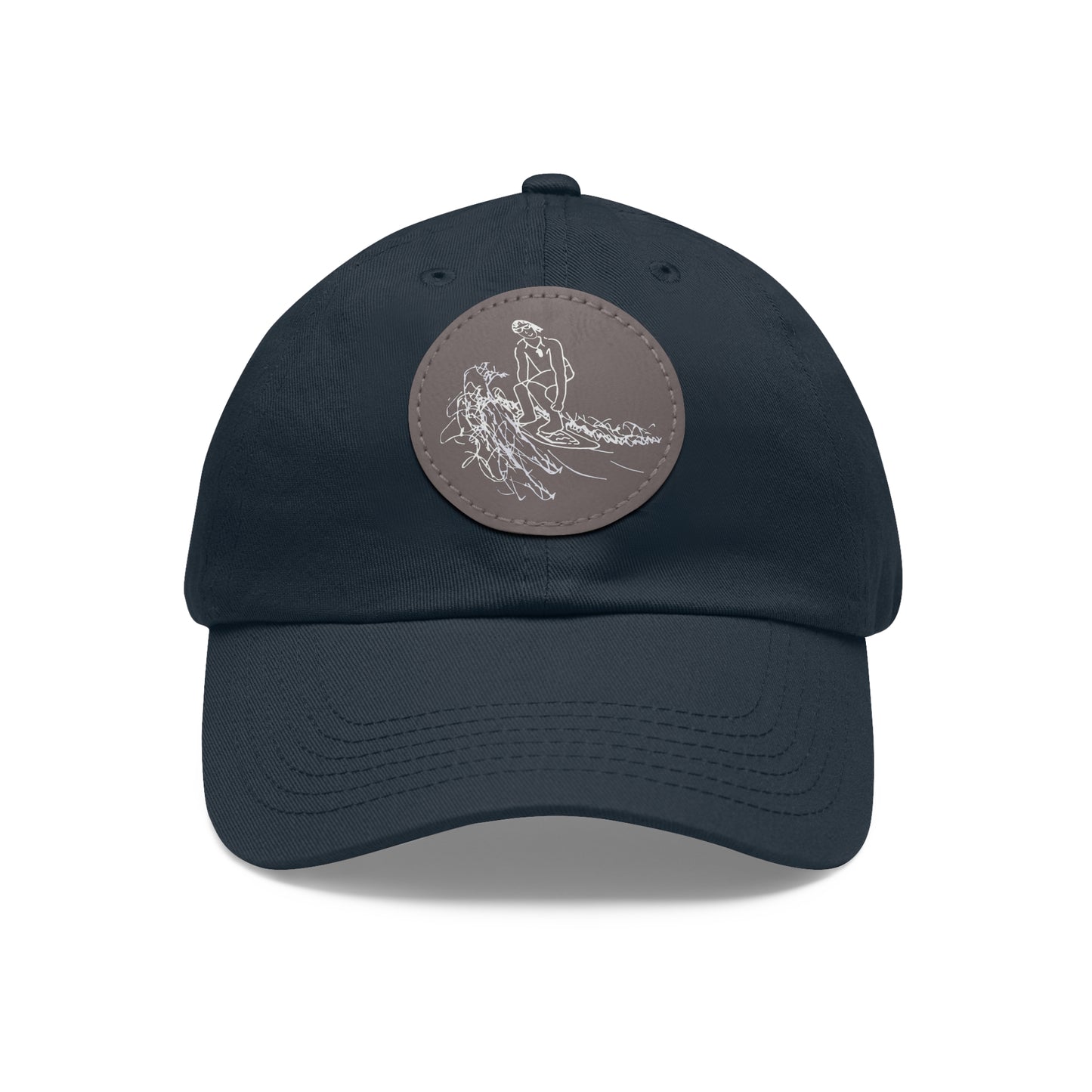 Embroidered Hat With Leather Patch - Surf Sketch