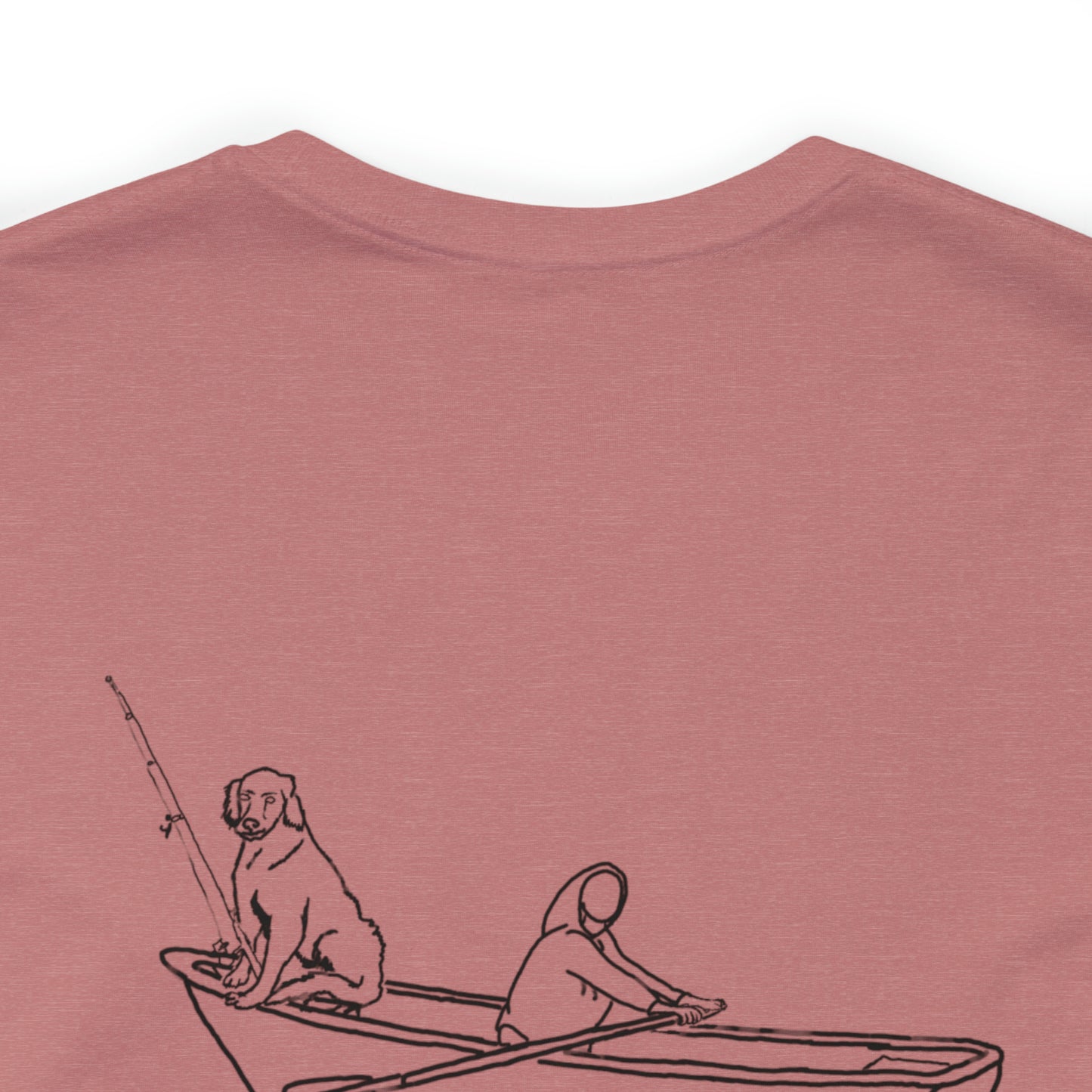 Row Boat Dog Fishing Color - Lac LaBelle Unisex Lightweight Short Sleeve Tee
