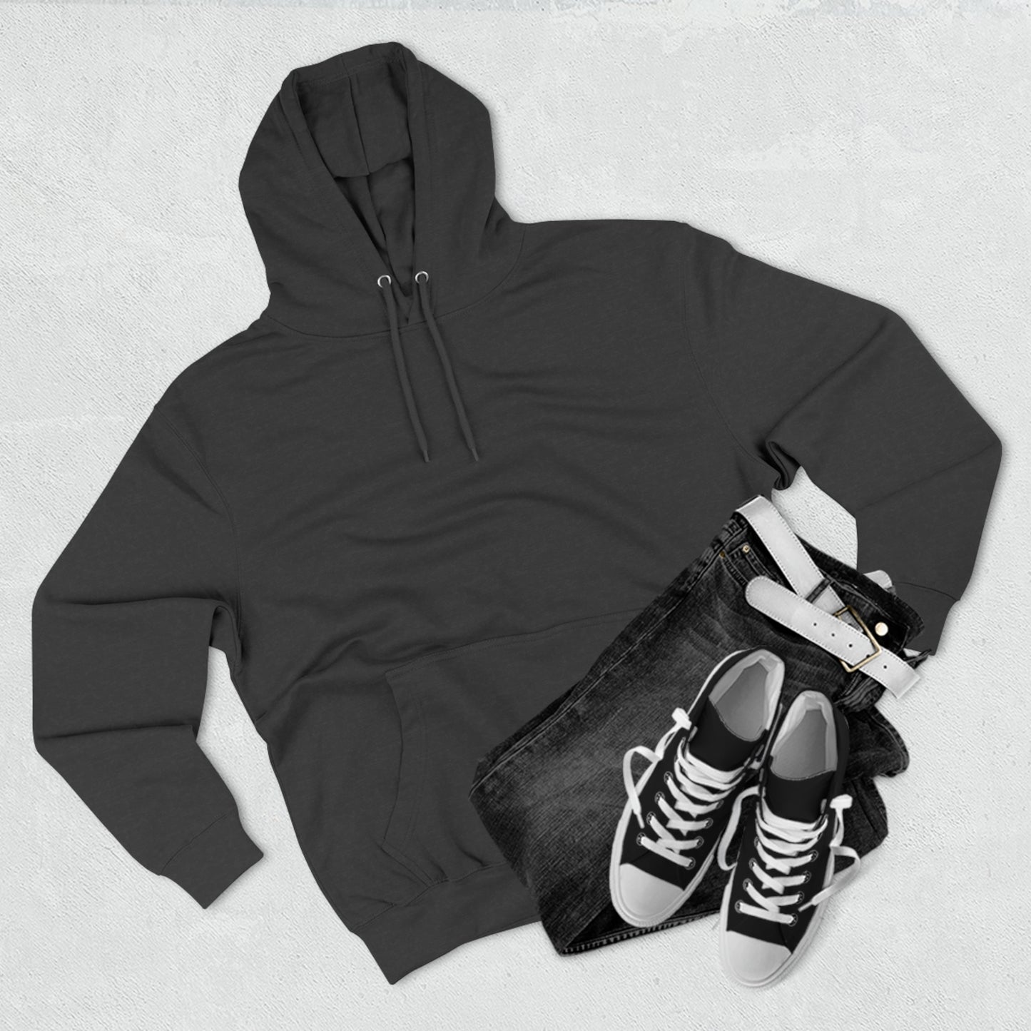 Pike mockup EVEN BOLDER lane seven Three-Panel Fleece Hoodie (grey, light beige, white, pale pink)