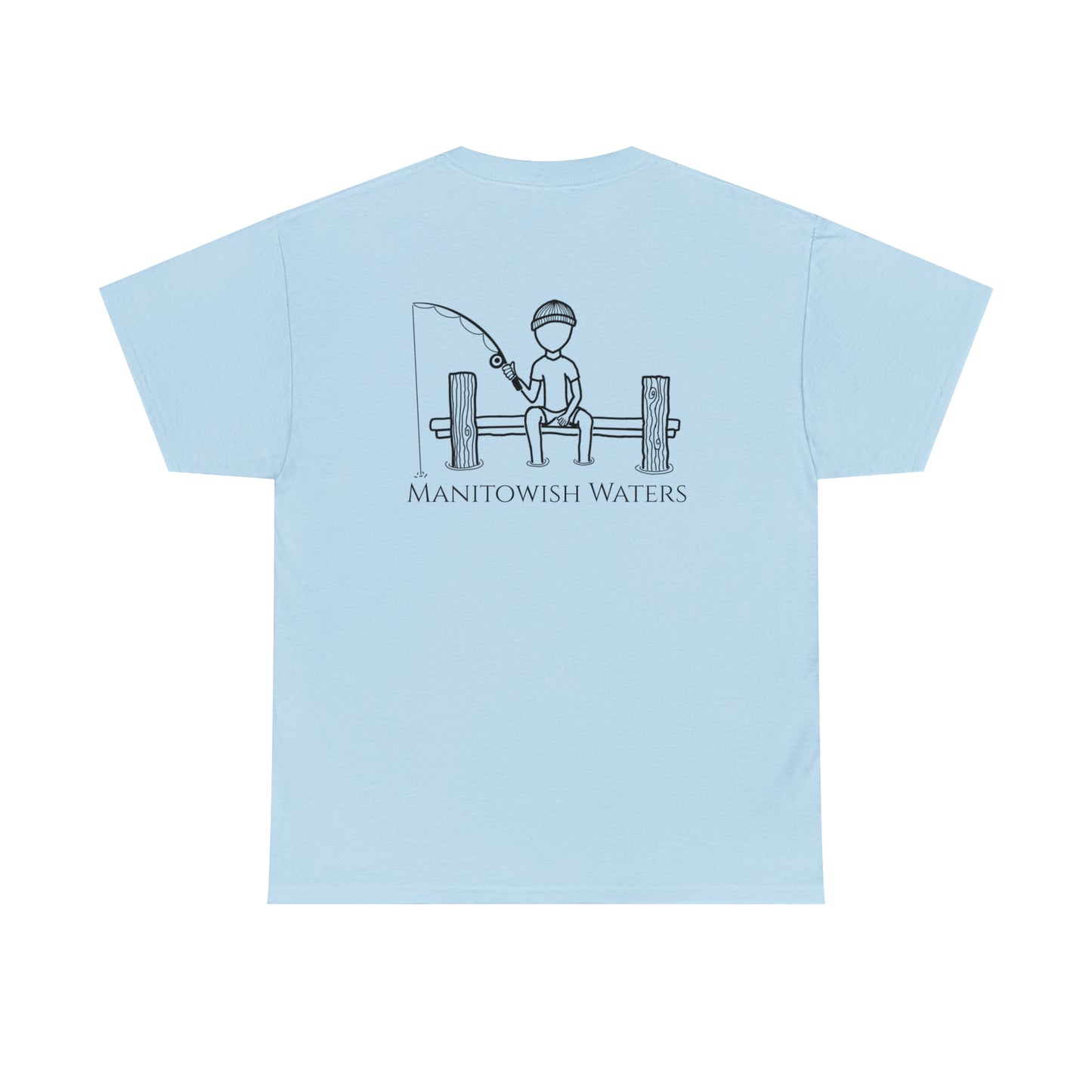 Manitowish Waters Fishing Off Dock - Unisex Heavyweight Short Sleeve Tee