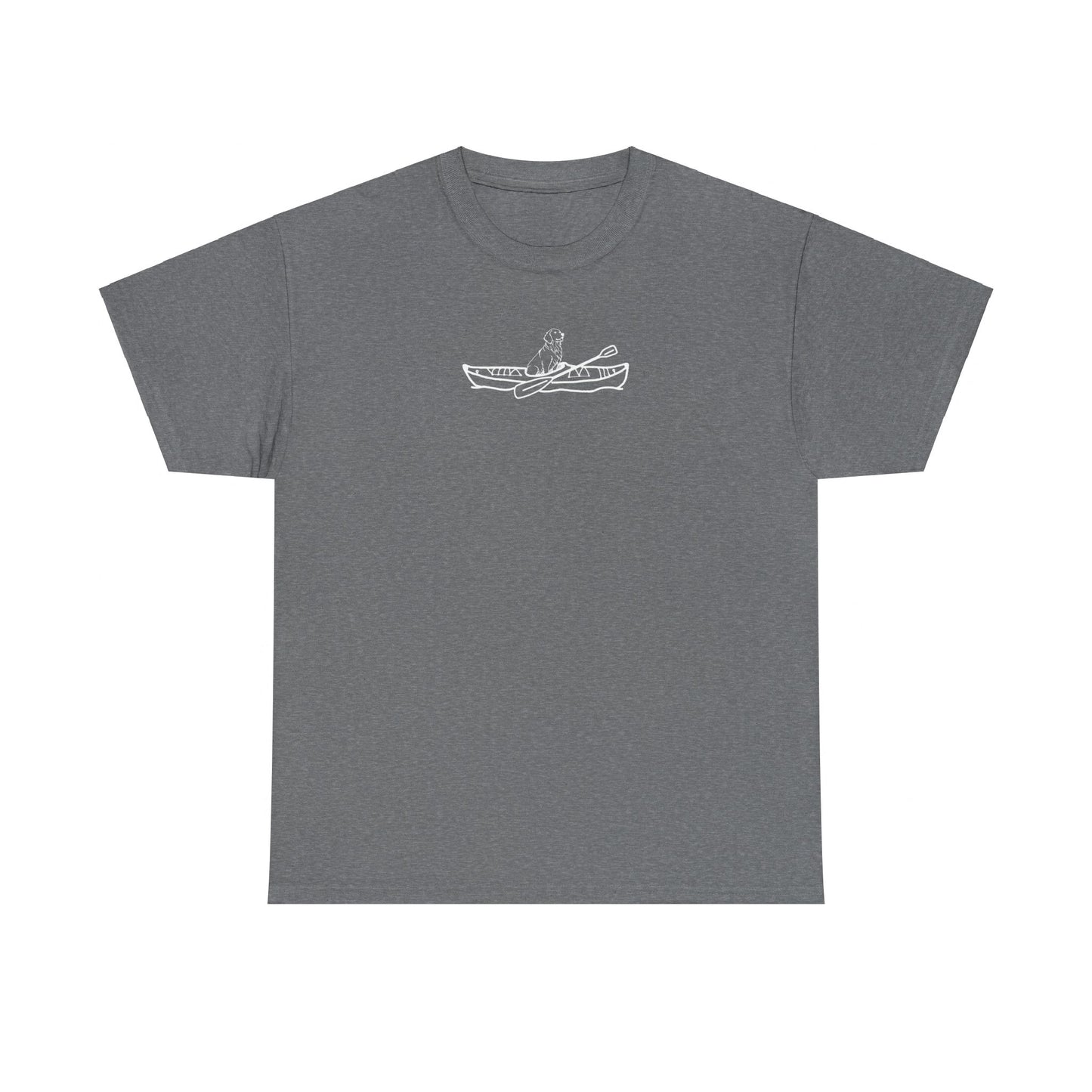 Unisex Heavy Cotton Tee (Kayak Dog Golden Retriever Design)