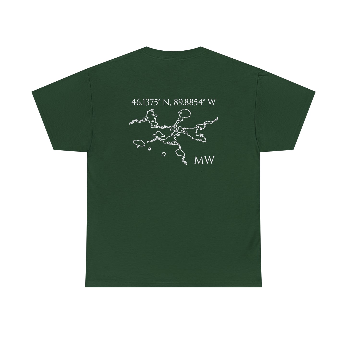 Manitowish Waters Sailboat Patch and Coordinates - Unisex Heavy Tee Shirt