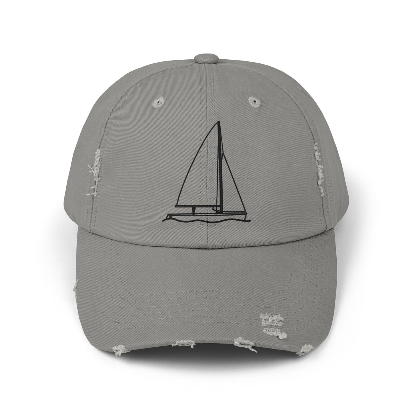 Unisex Distressed Cap (Sailboat 470 Model Type Design)