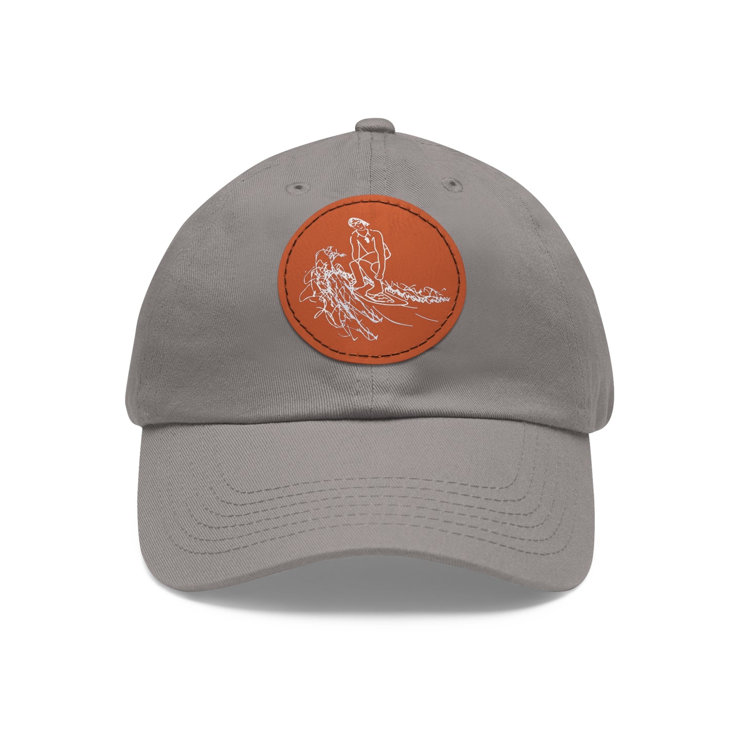 Embroidered Hat With Leather Patch - Surf Sketch