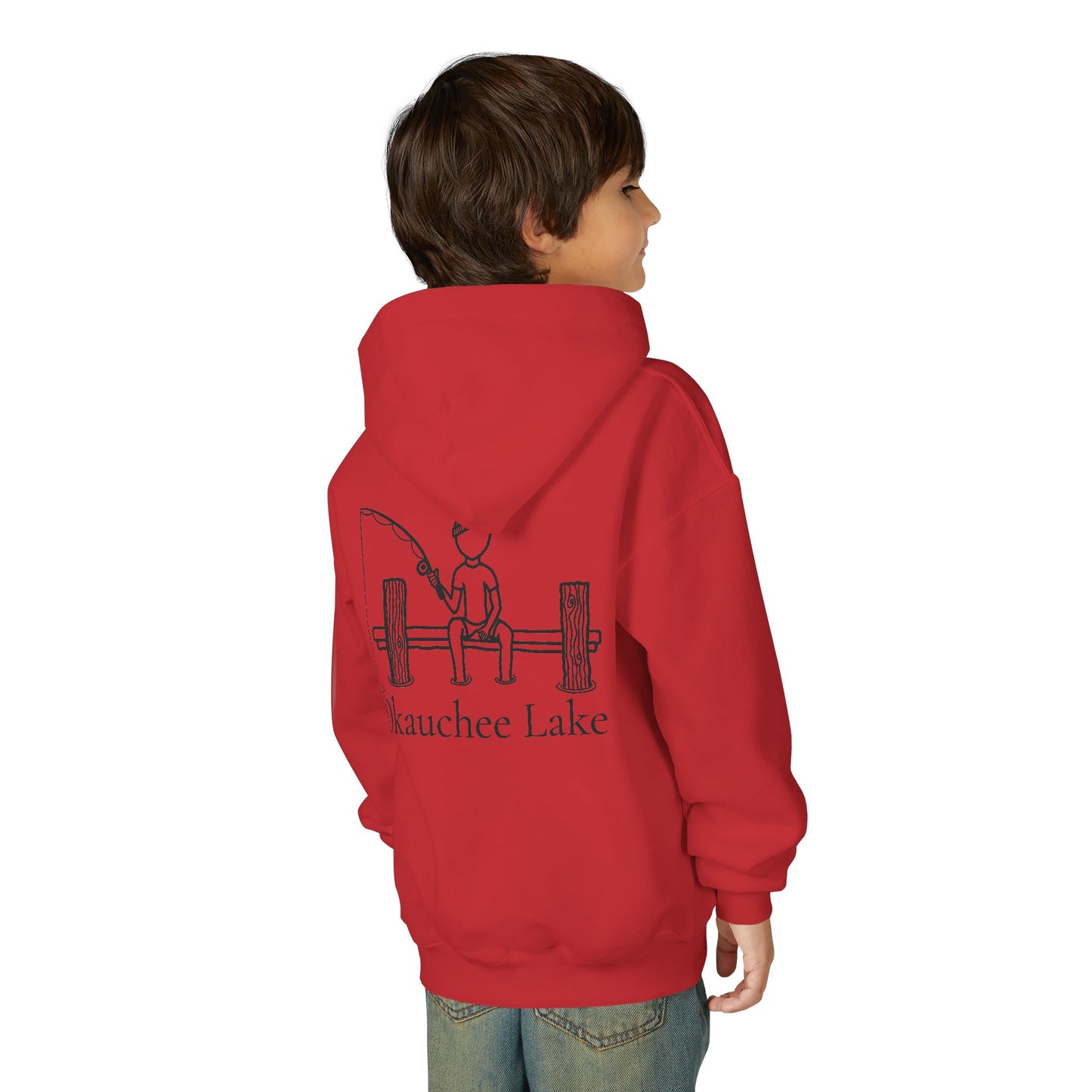 Fishing off Dock Okauchee Lake Youth Hoodie