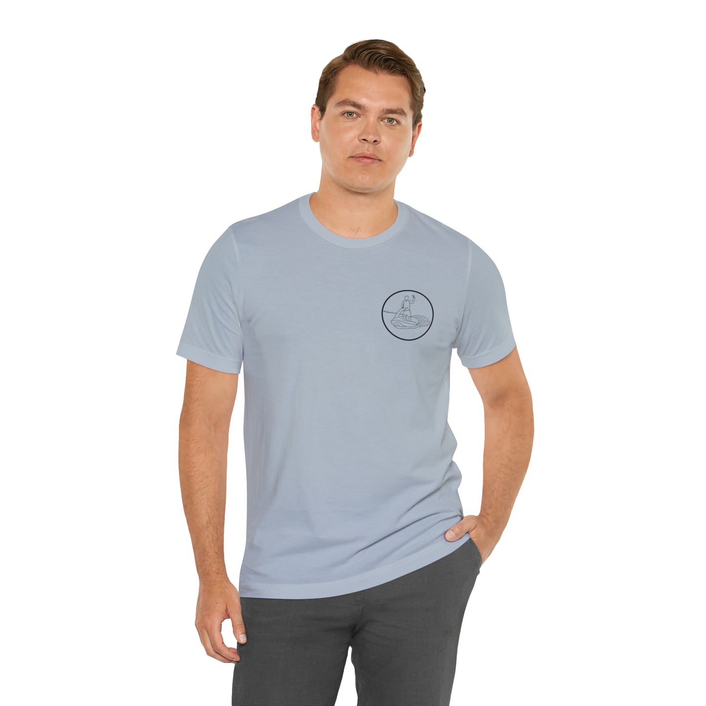 Standup Jetski Front, 2008 Malibu Wakesetter - Okauchee Lake Unisex Lightweight Short Sleeve Tee