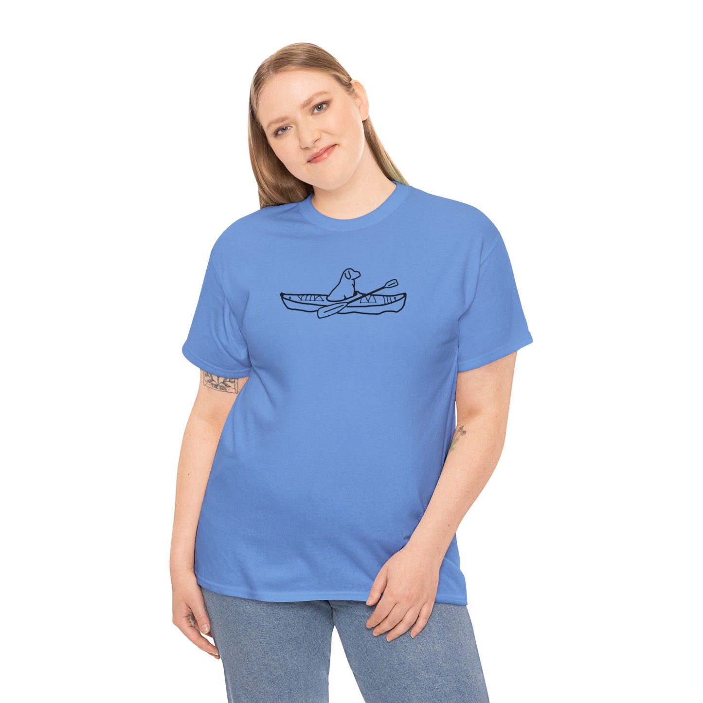 Unisex Heavy Tee Shirt - Kayak Dog