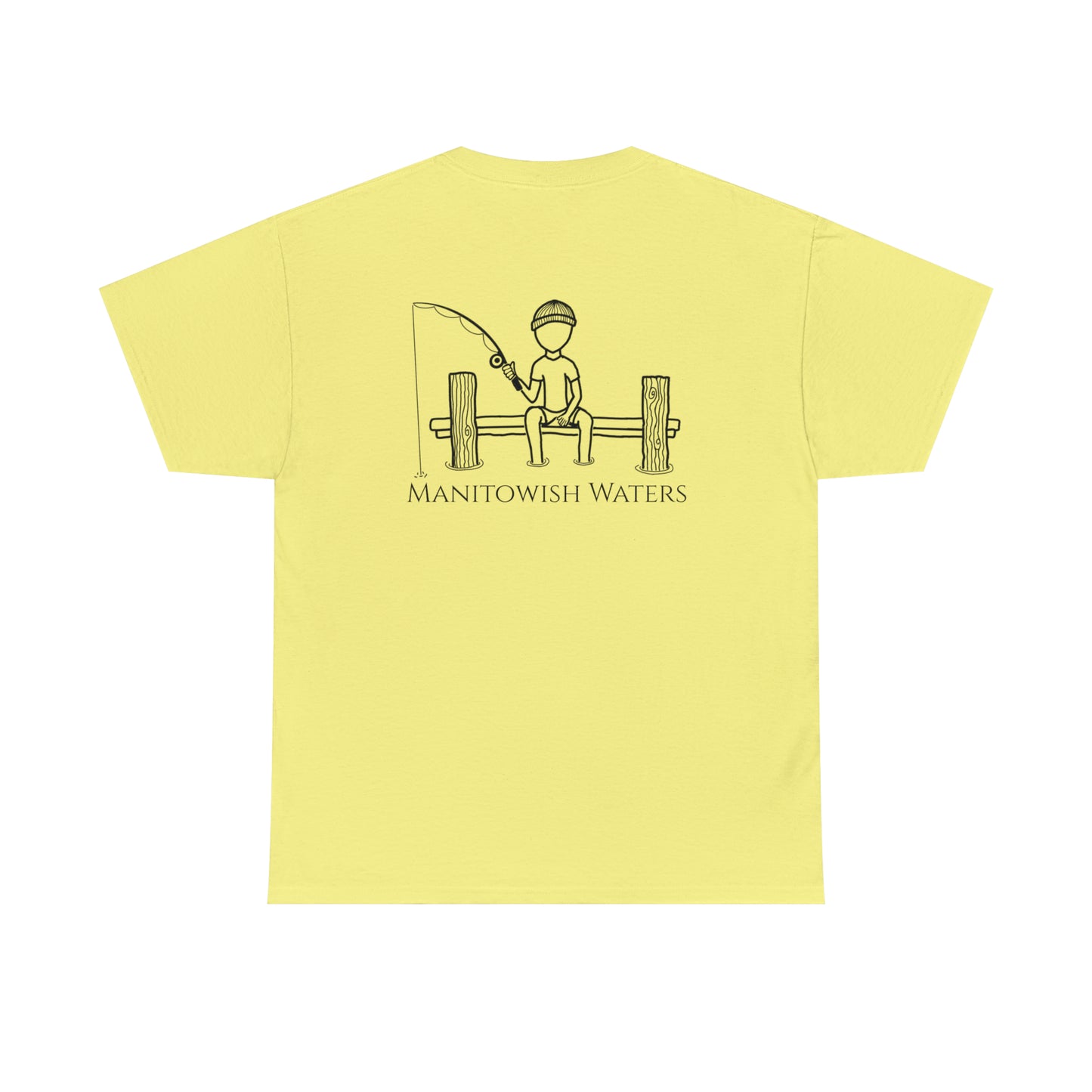 Manitowish Waters Fishing Off Dock - Unisex Heavyweight Short Sleeve Tee