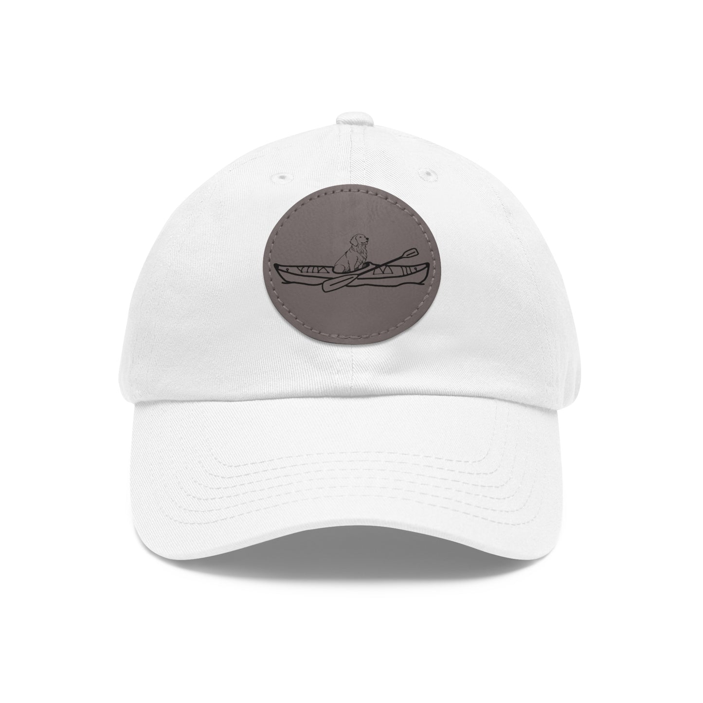 Kayak Dog Golden Retriever - Dad Hat with Leather Patch (Round)