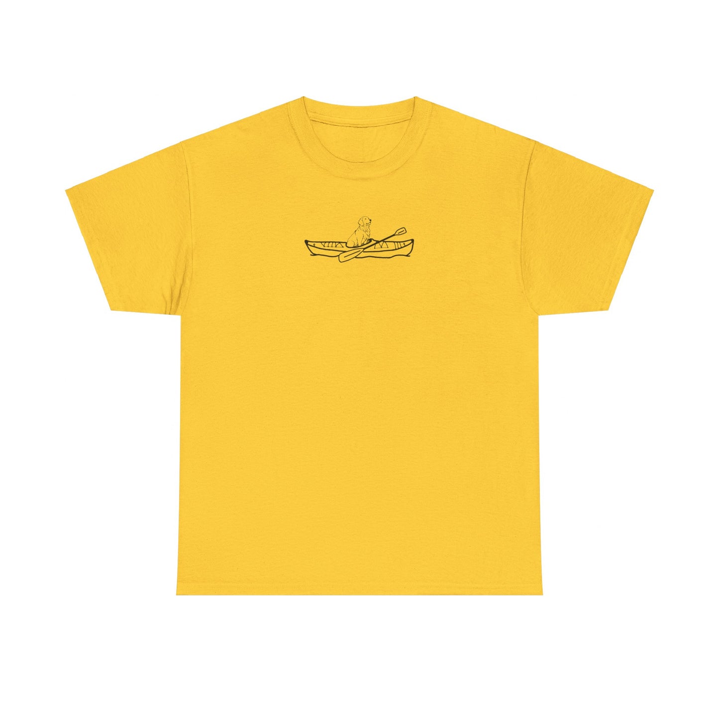 Unisex Heavy Cotton Tee (Kayak Dog Golden Retriever Design)