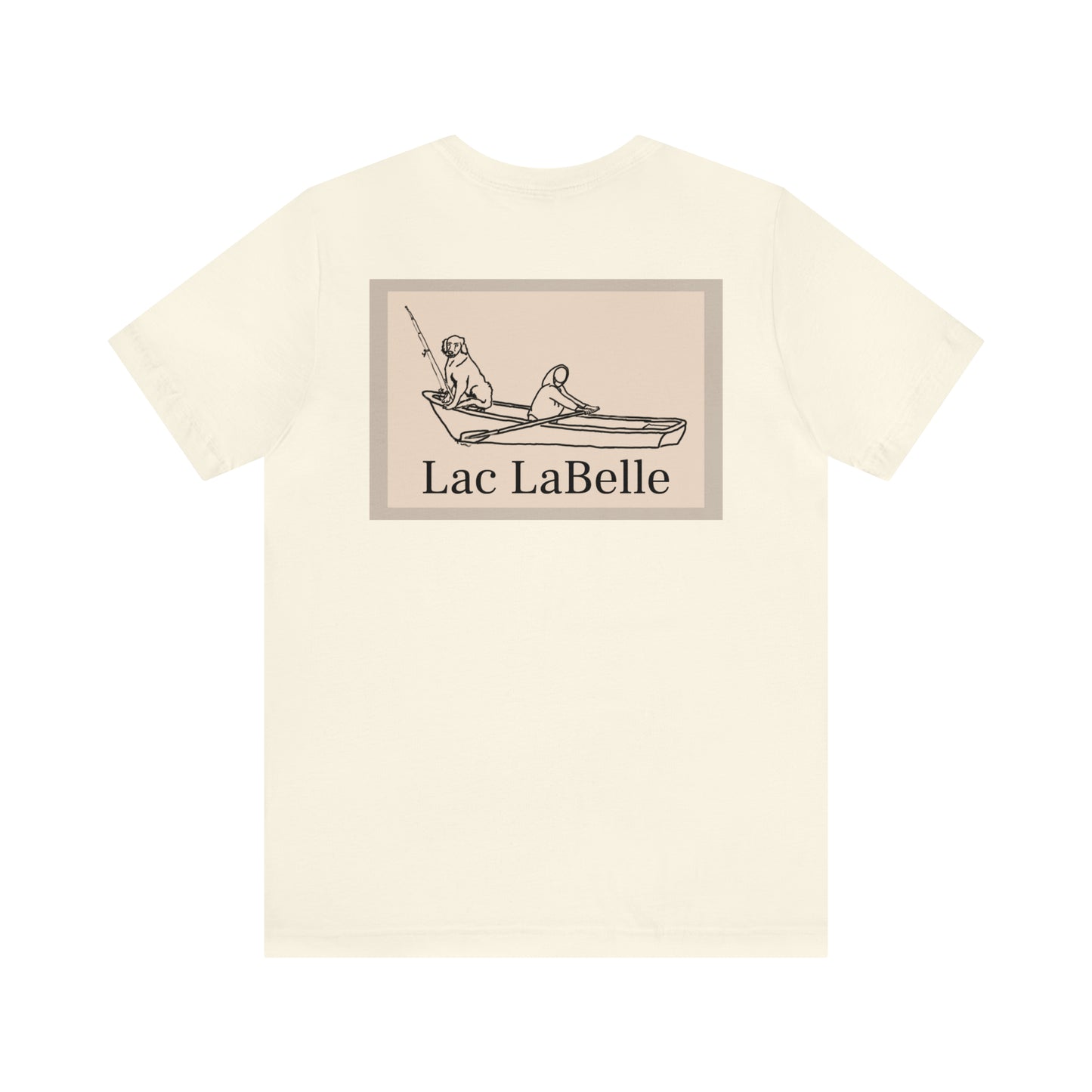 Row Boat Dog Fishing Color - Lac LaBelle Unisex Lightweight Short Sleeve Tee