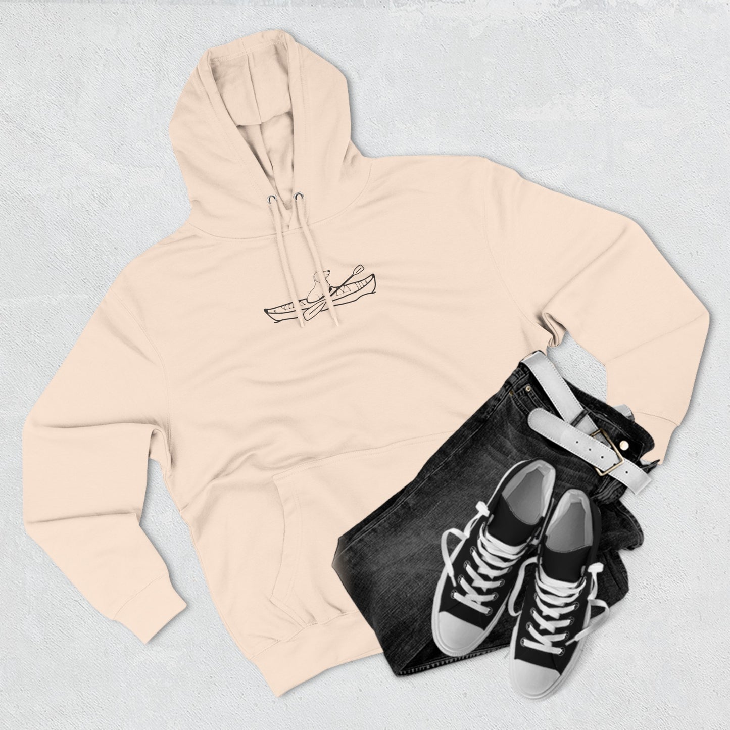 Kayak Dog - Dachshund Plain, Three-Panel Fleece Hoodie Unisex (LS)