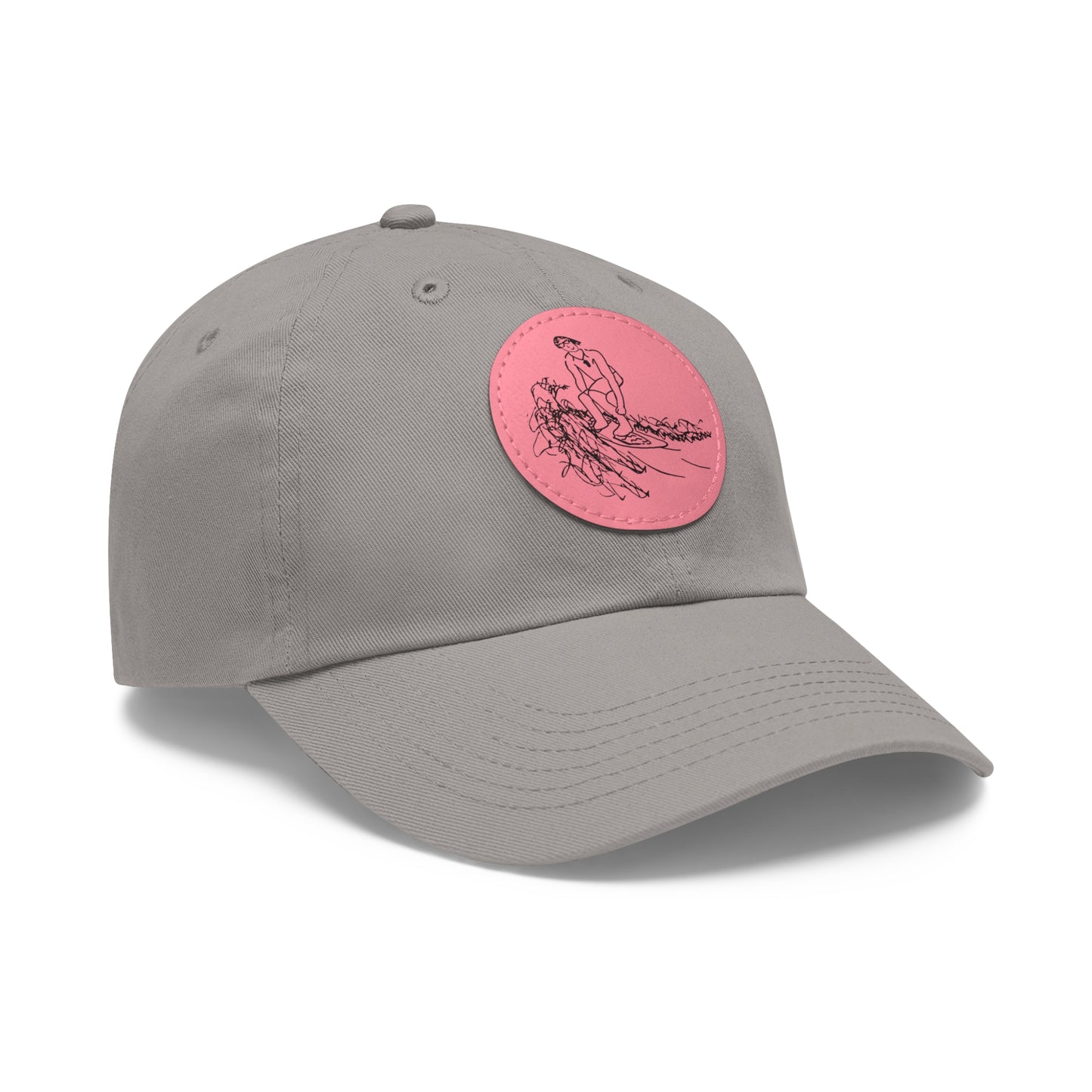 Embroidered Hat With Leather Patch - Surf Sketch