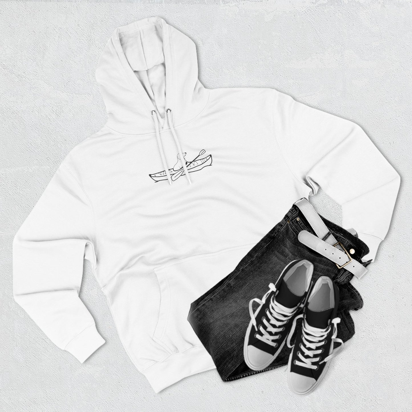 Kayak Dog - Dachshund Plain, Three-Panel Fleece Hoodie Unisex (LS)