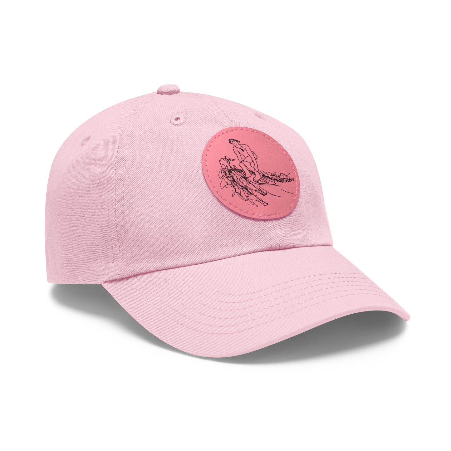 Embroidered Hat With Leather Patch - Surf Sketch