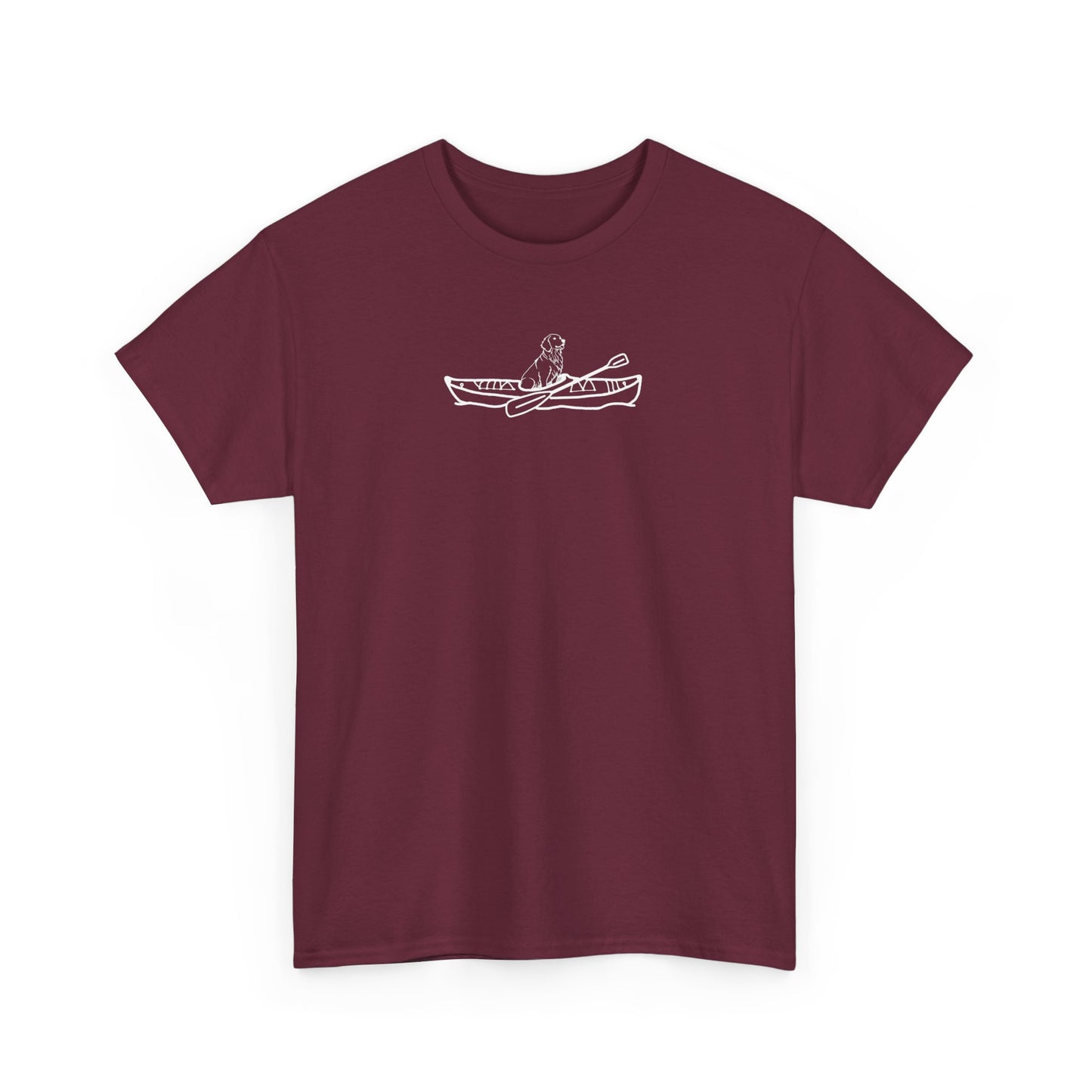 Unisex Heavy Cotton Tee (Kayak Dog Golden Retriever Design)