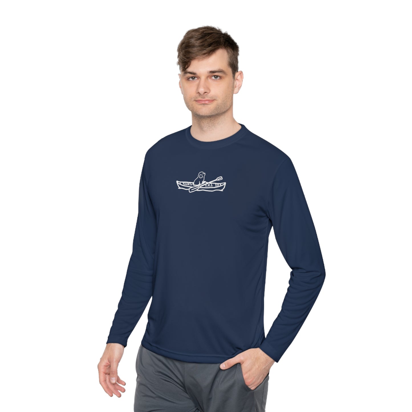 Kayak Dog - Mini Golden Doodle/Toy Poodle - Unisex Lightweight Sport Long Sleeve Tee