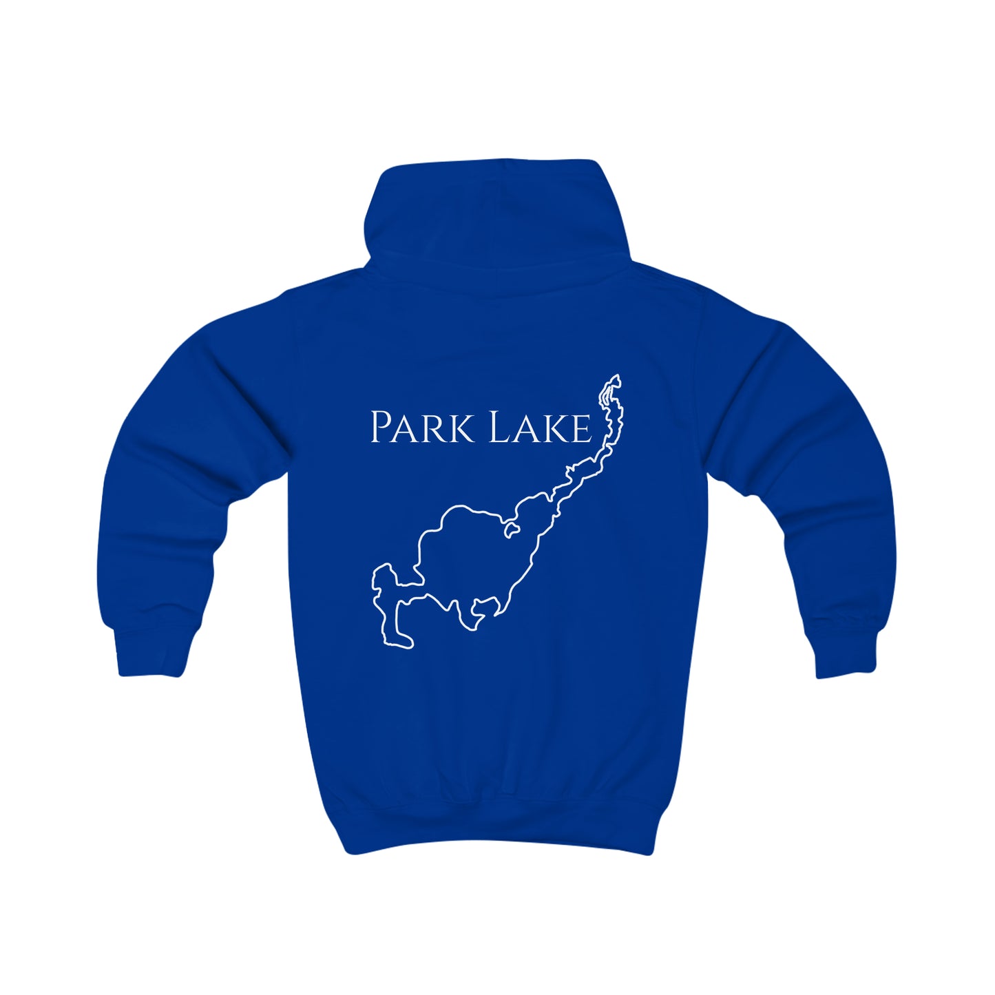 Fishing off Dock Front - Park Lake Kids Hoodie